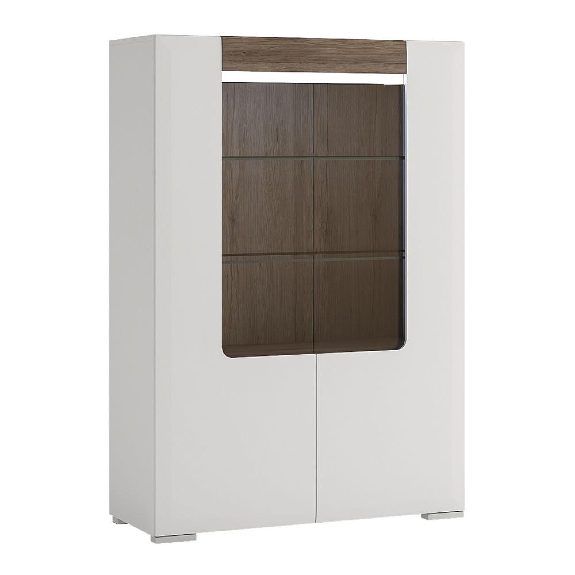 Toronto Display Cabinet - 2 Door - Low - Glazed - White Gloss