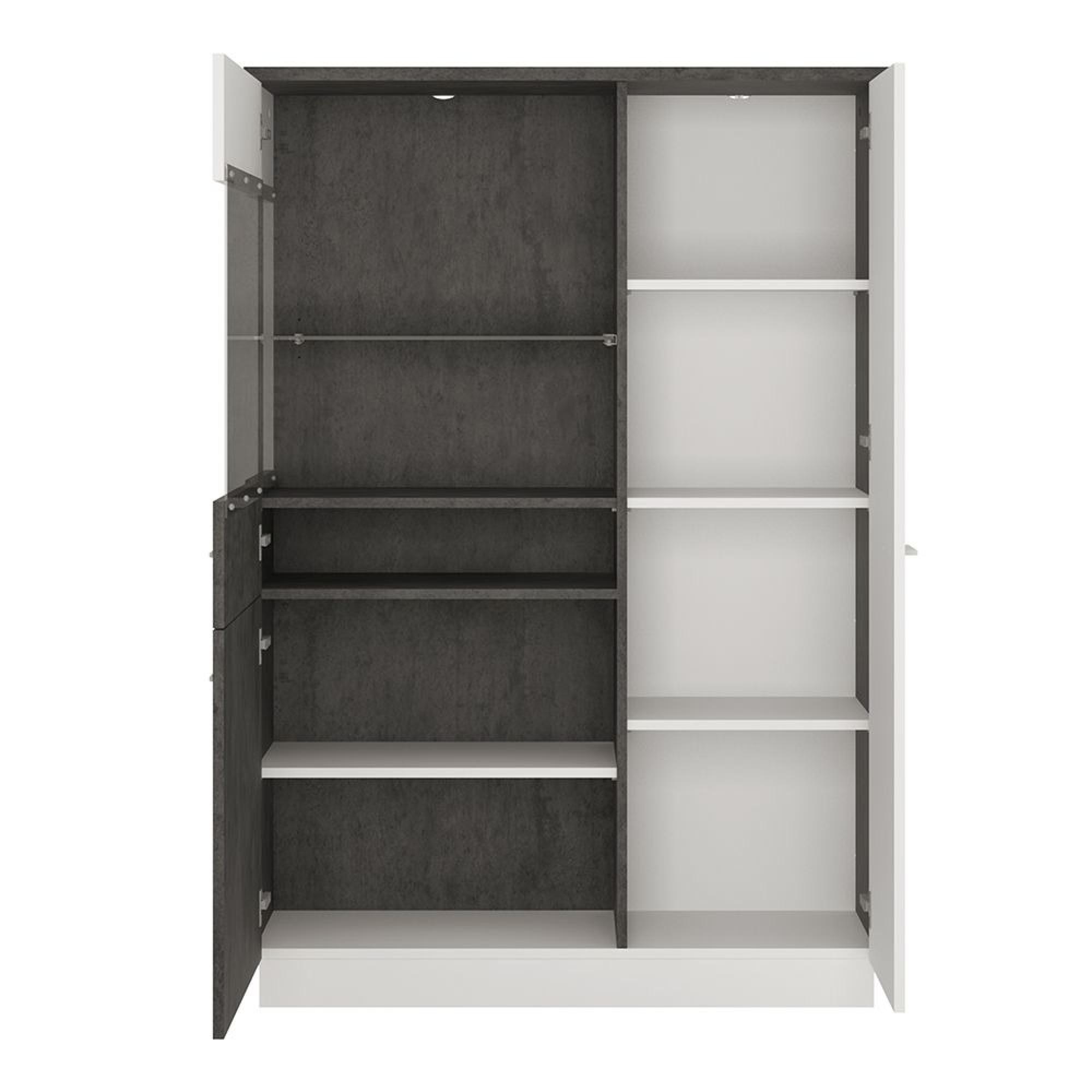Zingaro Display Cabinet - Low - LHF - Grey and White