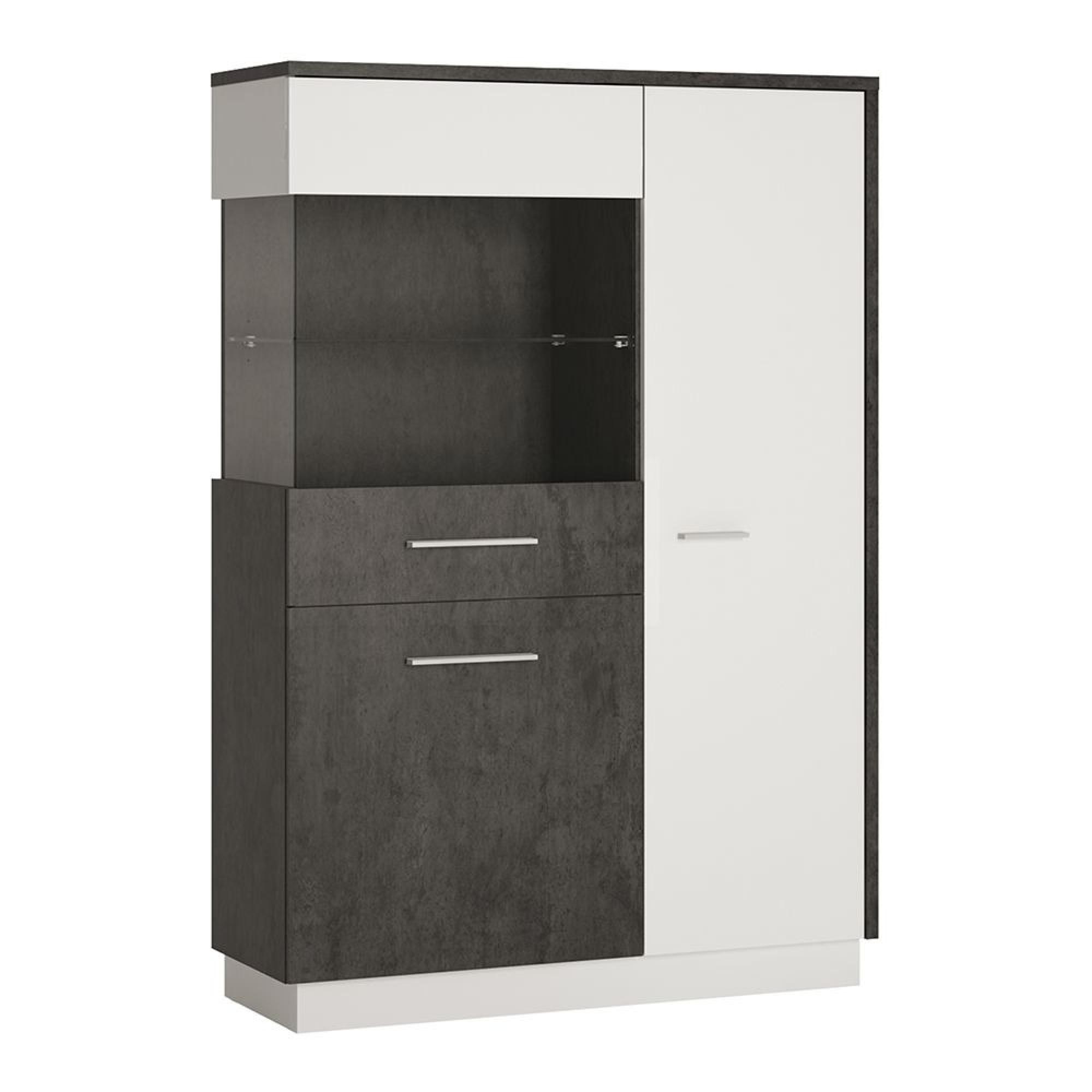 Zingaro Display Cabinet - Low - LHF - Grey and White