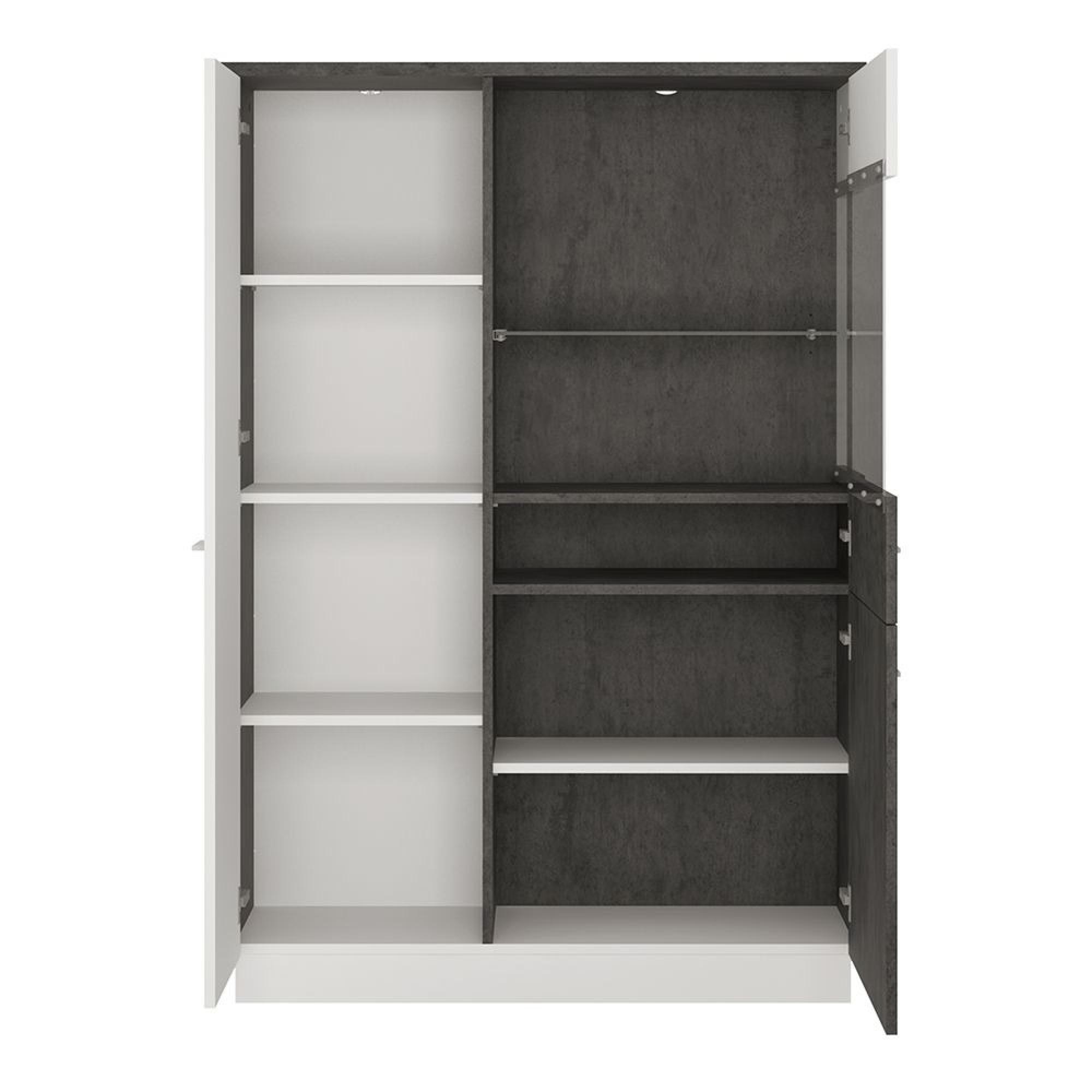 Zingaro Display Cabinet - Low - RHF - Grey and White