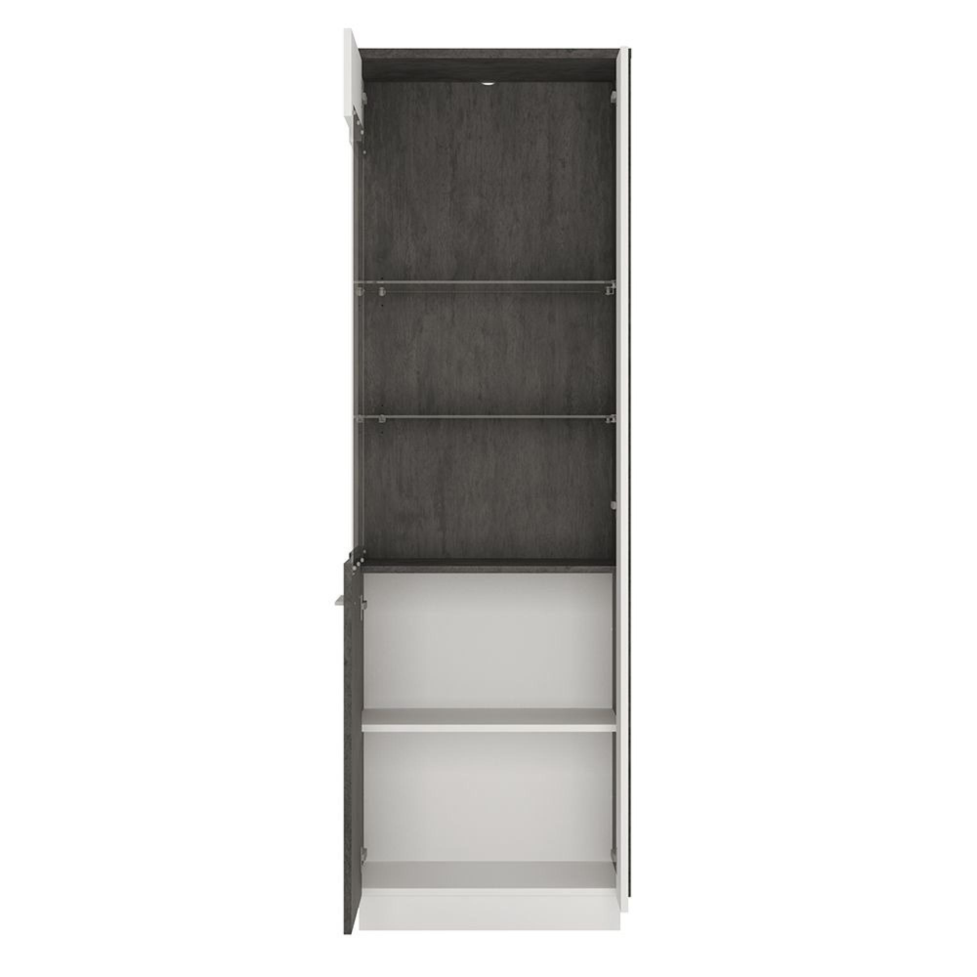 Zingaro Display Cabinet - Tall - LHF - Glazed - Grey and White