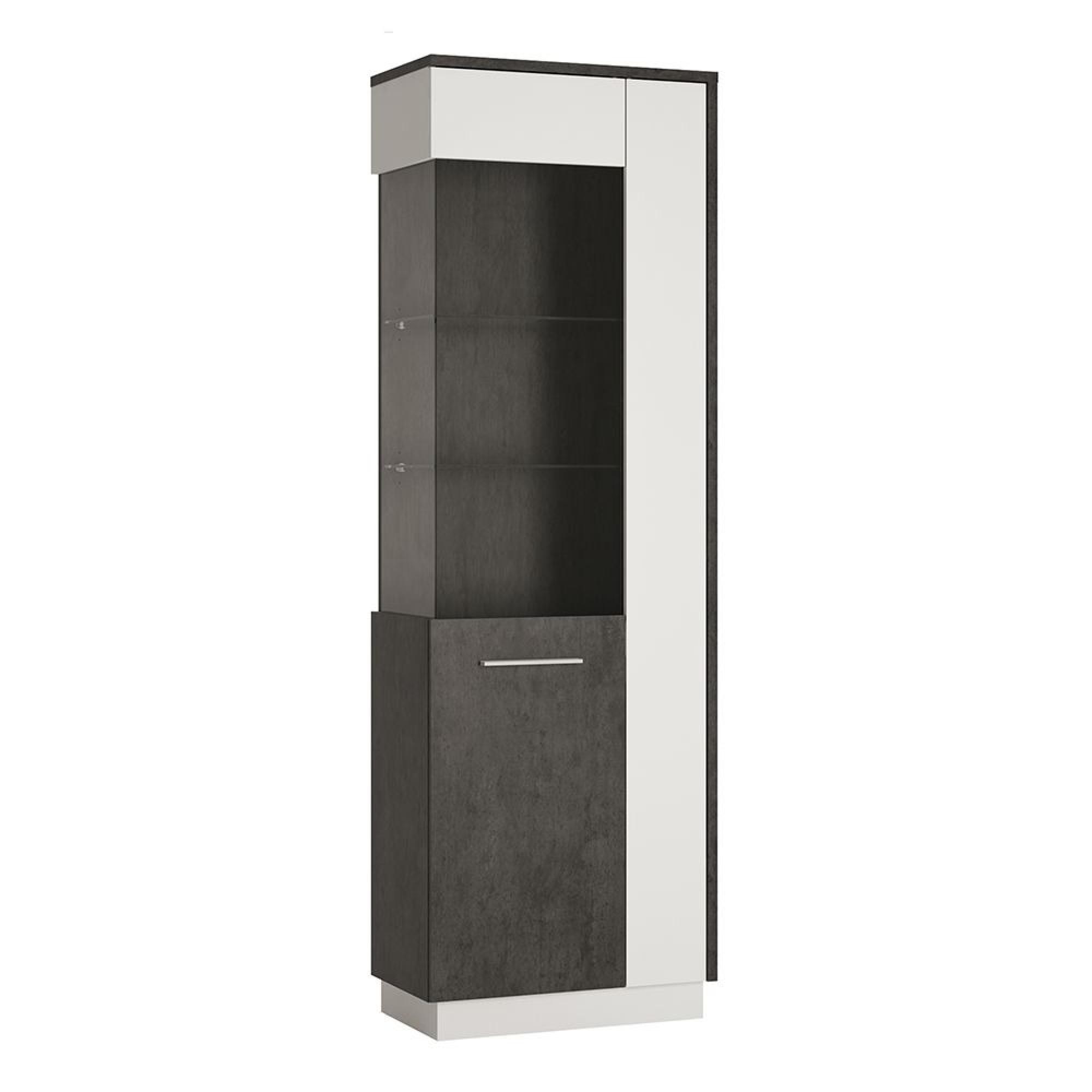 Zingaro Display Cabinet - Tall - LHF - Glazed - Grey and White