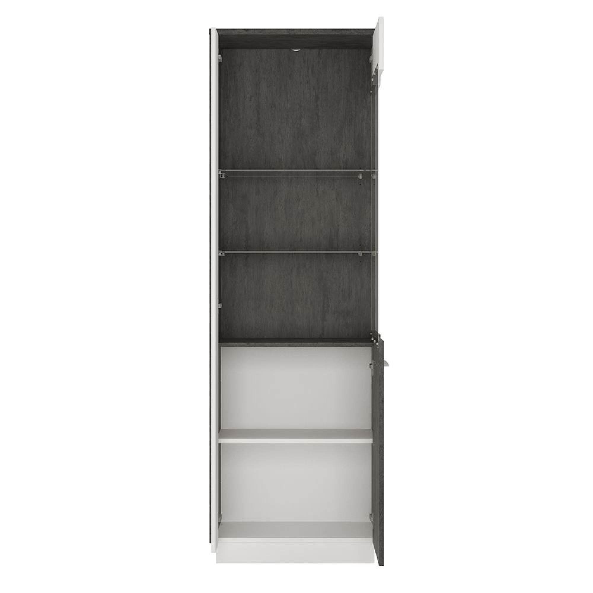 Zingaro Display Cabinet - Tall - RHF - Glazed - Grey and White