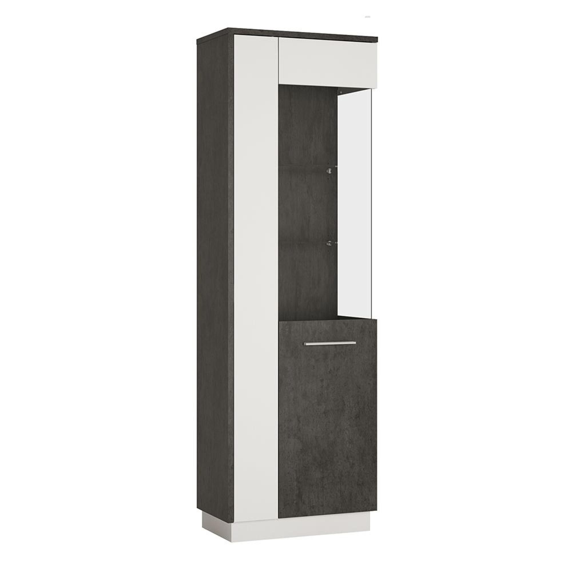 Zingaro Display Cabinet - Tall - RHF - Glazed - Grey and White