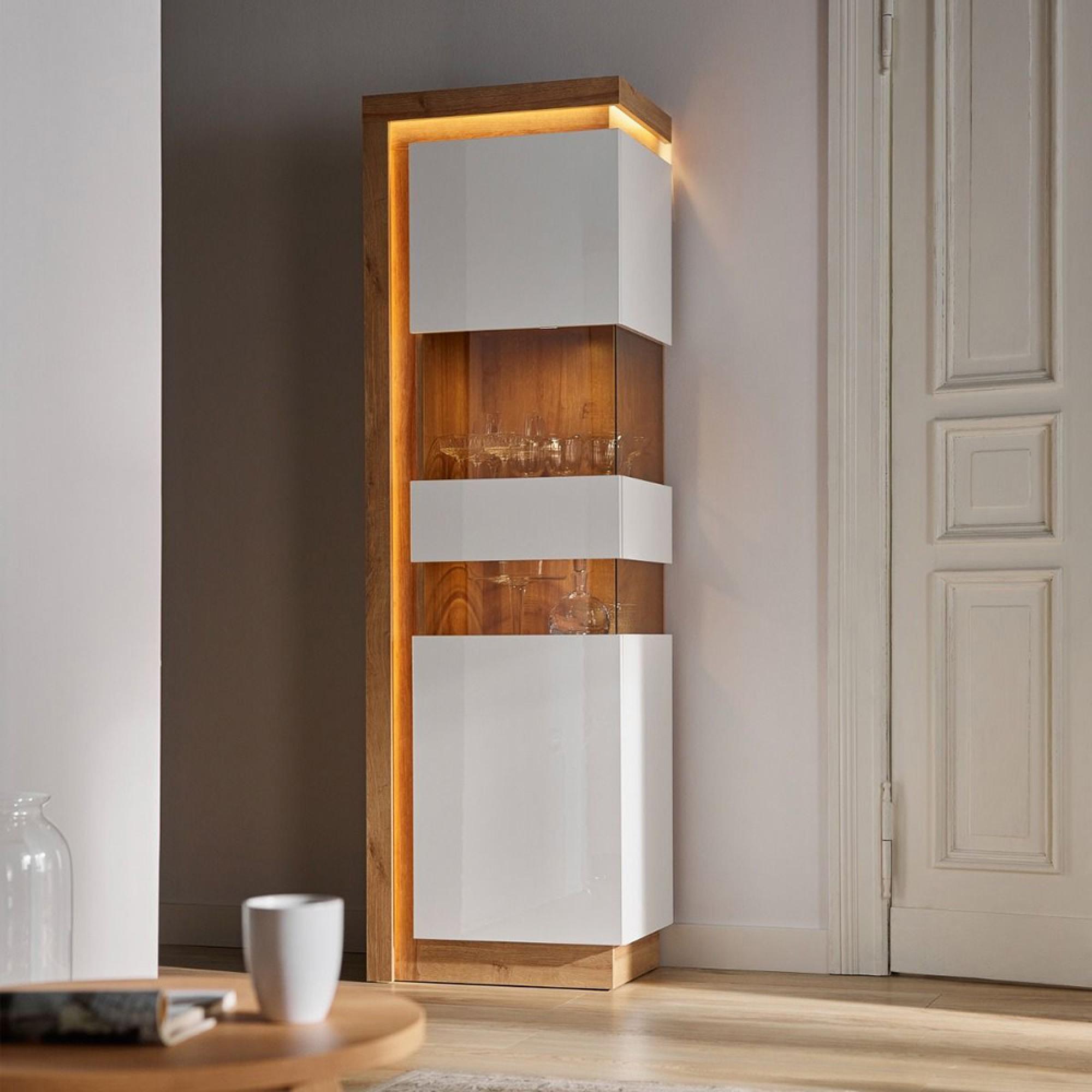 Lyon Display Cabinet - Narrow - RHD - Oak