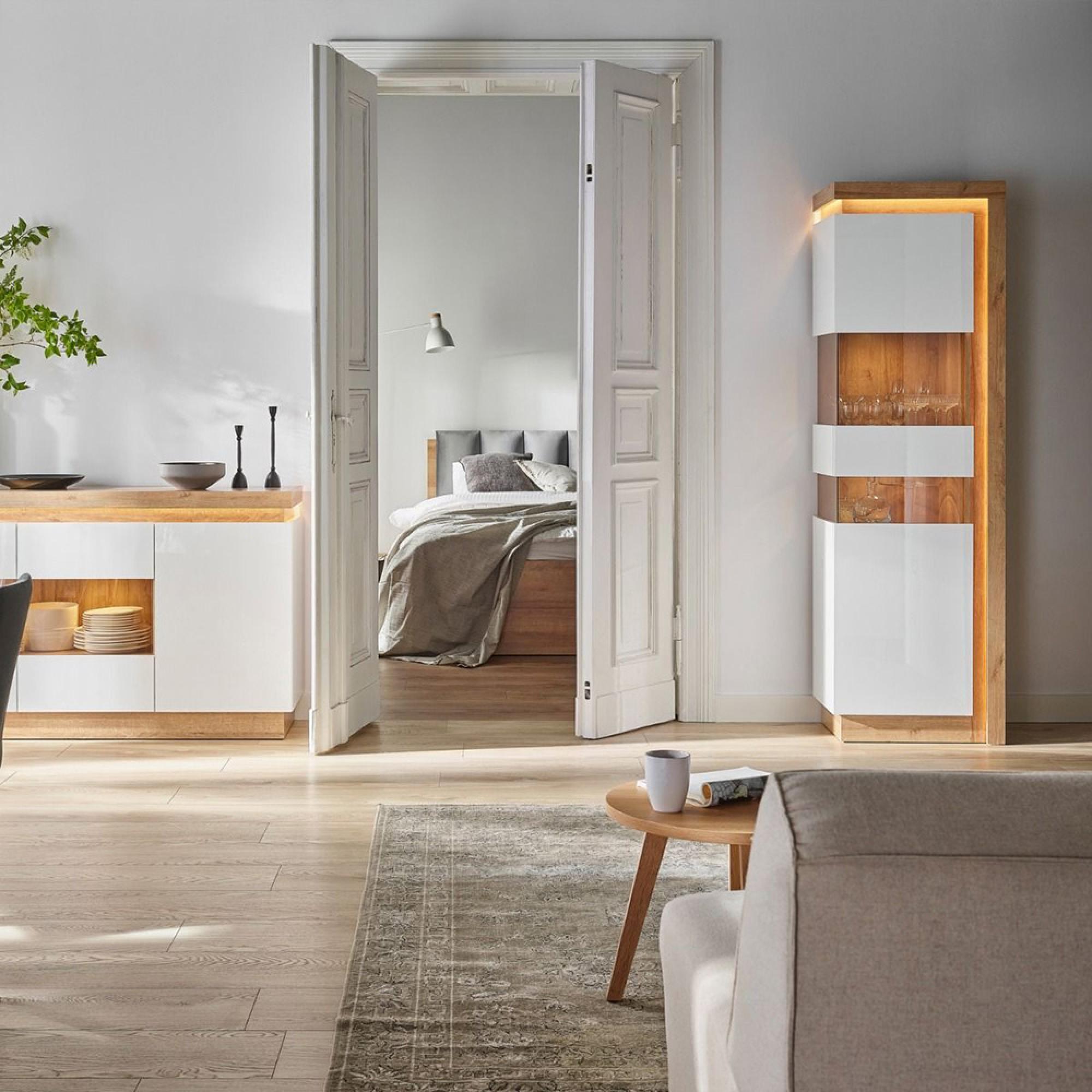 Lyon Display Cabinet - Narrow - LHD - Oak