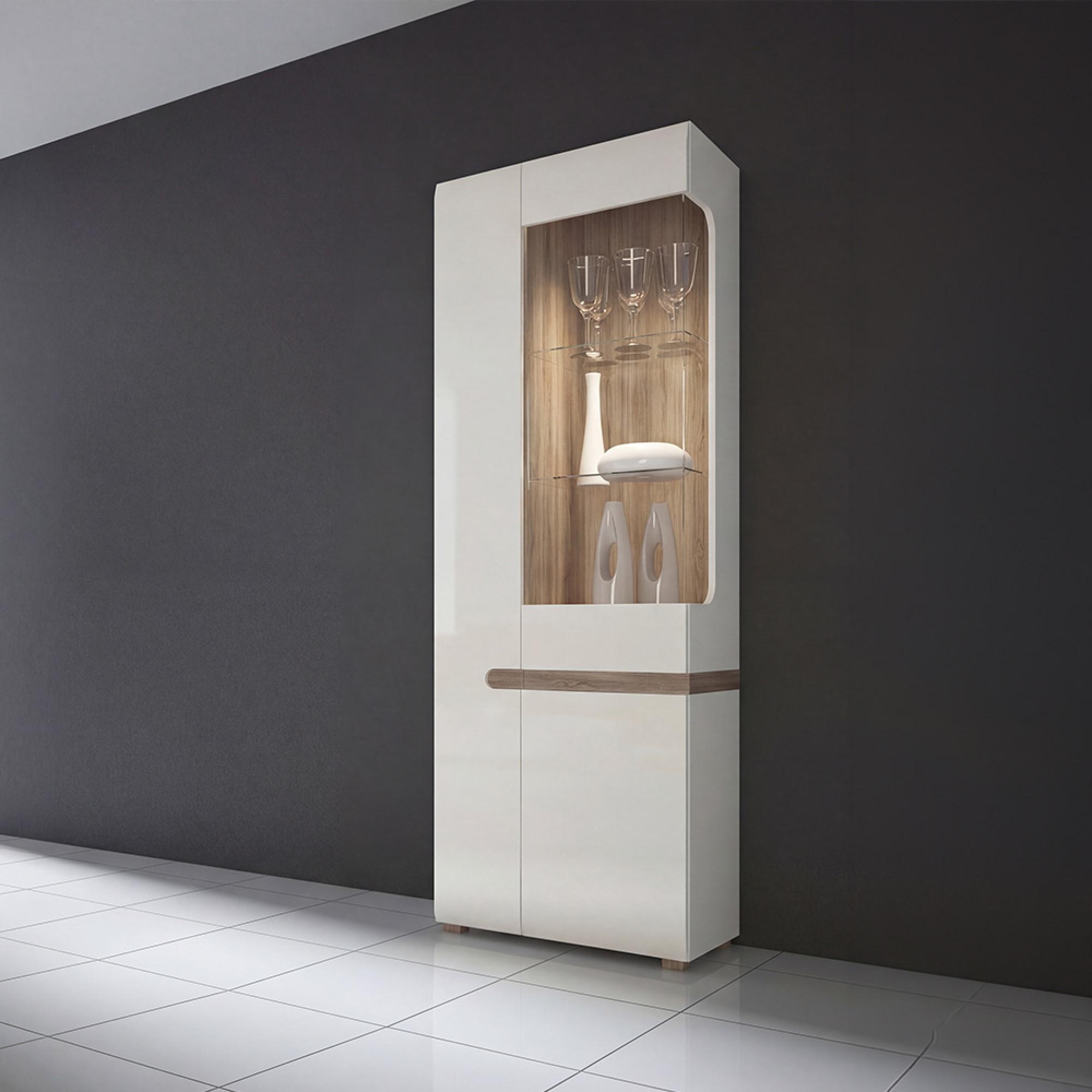 Chelsea Display Cabinet - Tall - LHD - White Gloss