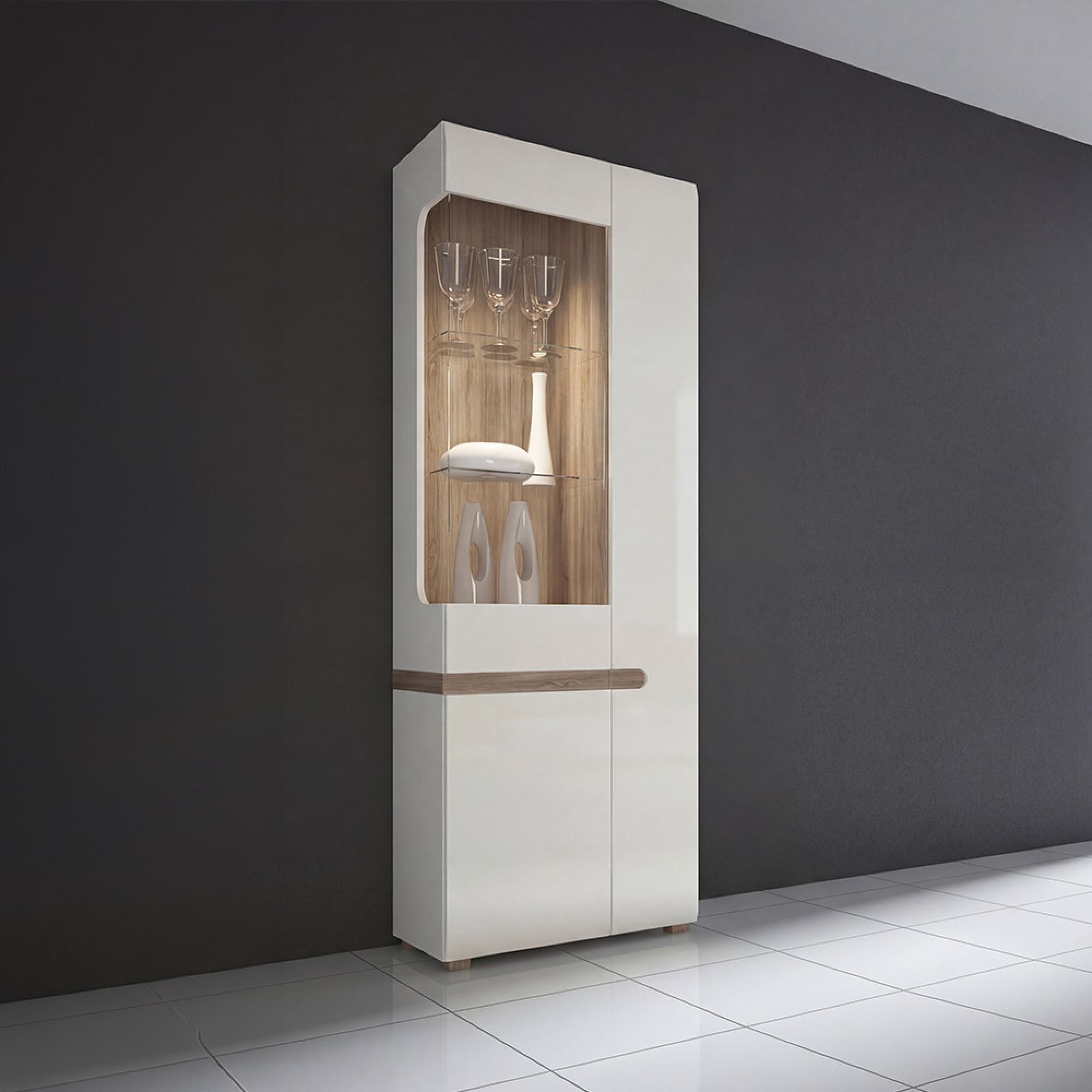 Chelsea Display Cabinet - Tall - RHD - White Gloss