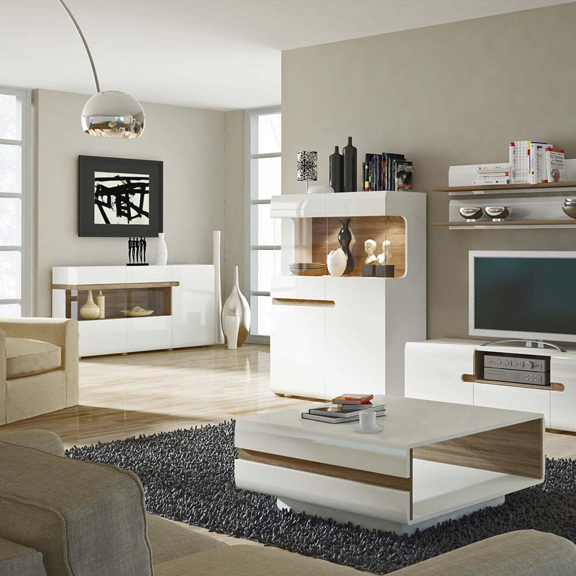 Chelsea Display Cabinet - Wide - White Gloss