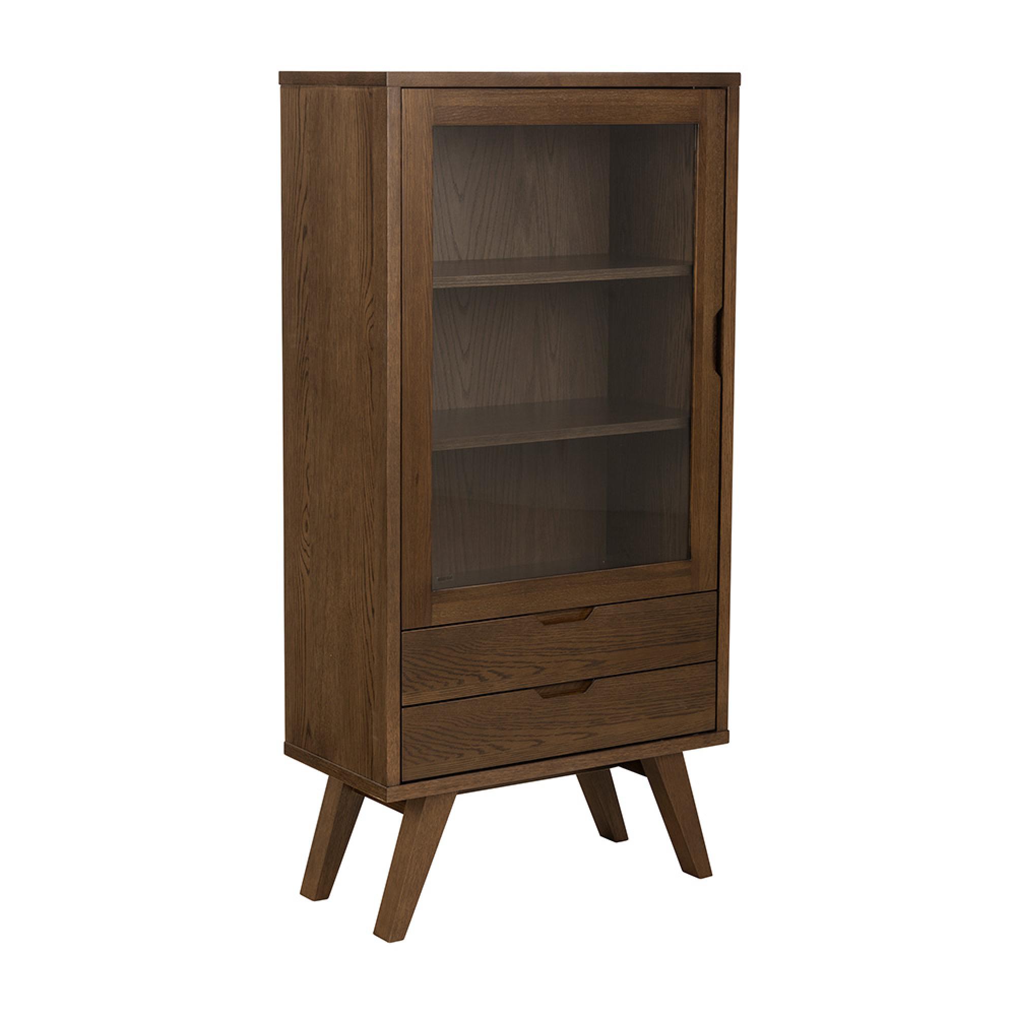 A-Line Display Cabinet - 2 Drawer - Smoked Oak