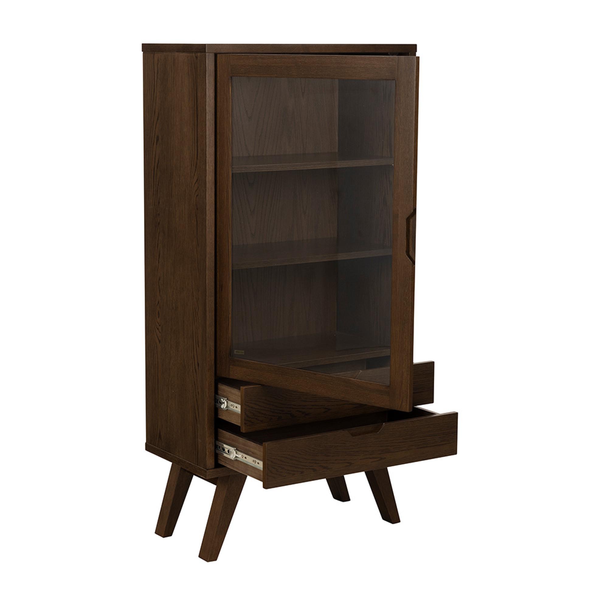 A-Line Display Cabinet - 2 Drawer - Smoked Oak