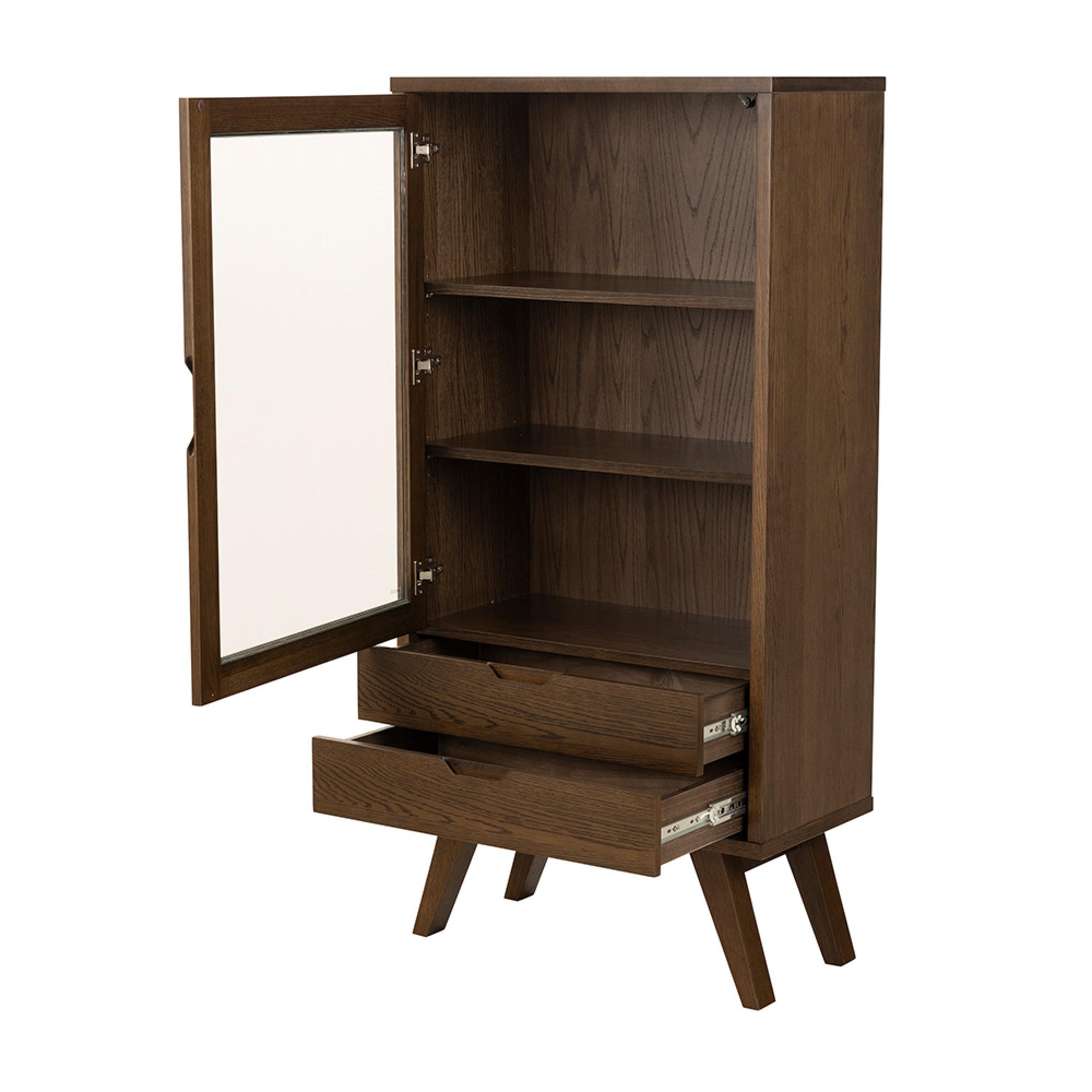 A-Line Display Cabinet - 2 Drawer - Smoked Oak