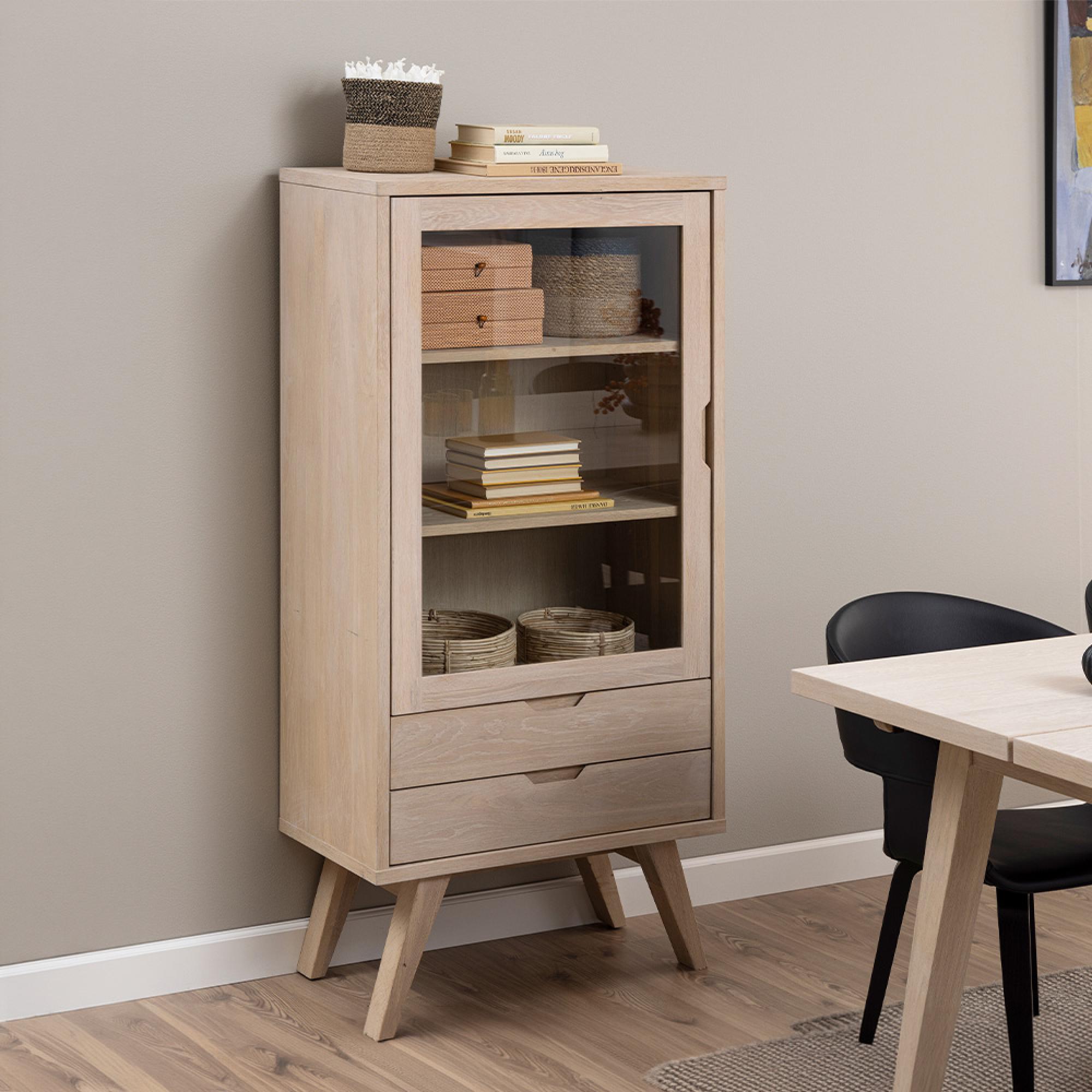 A-Line Display Cabinet - 2 Drawer - White Oak
