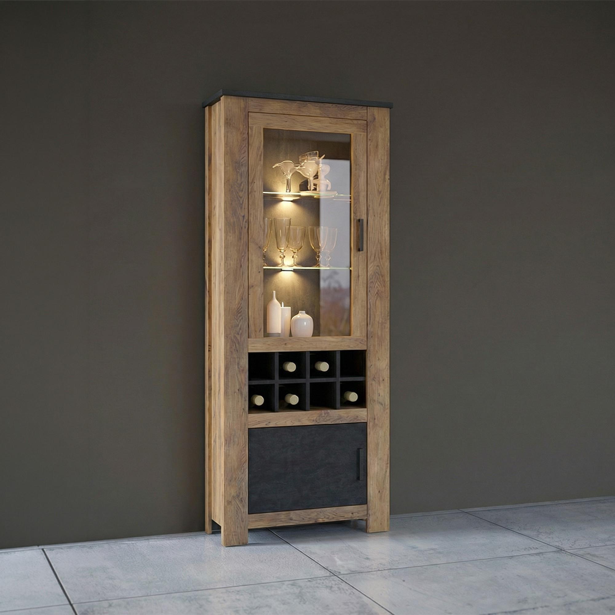 Rapallo Display Cabinet - 2 Door - Wine Rack - Oak