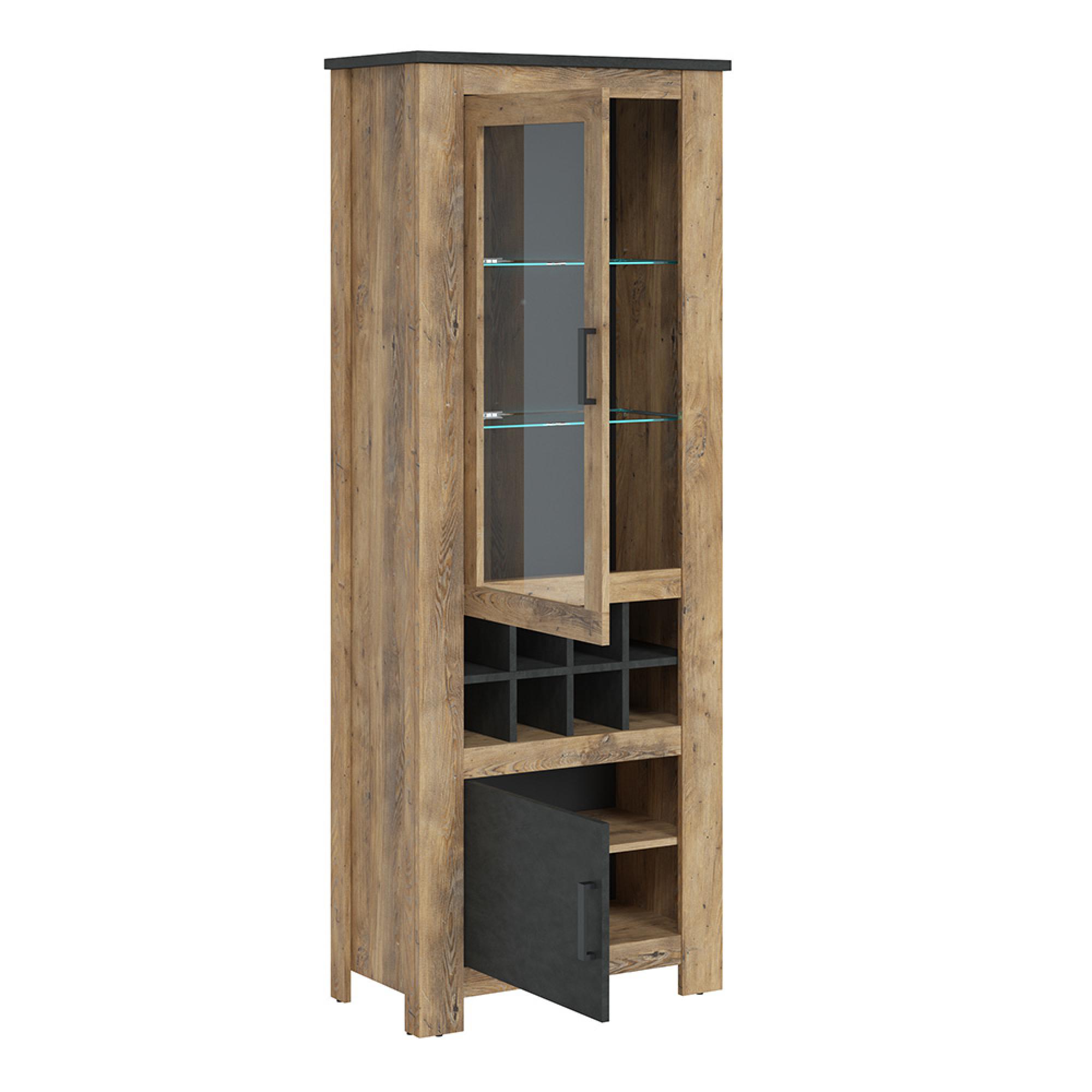 Rapallo Display Cabinet - 2 Door - Wine Rack - Oak
