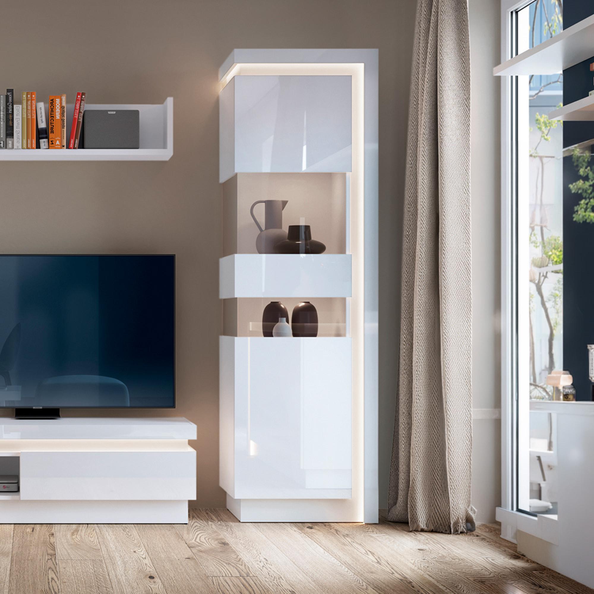 Lyon Display Cabinet - Narrow - LHD - White Gloss