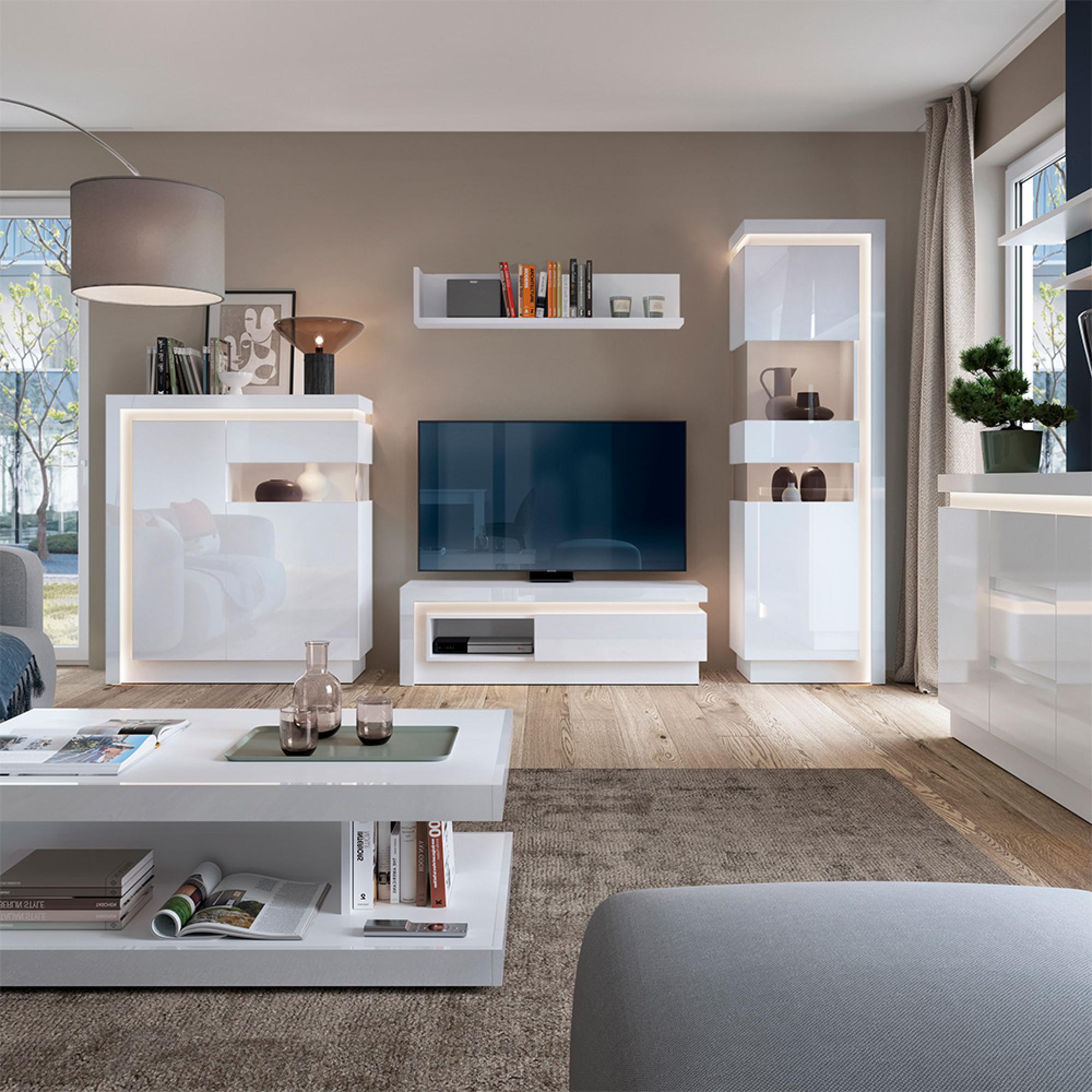 Lyon Display Cabinet - Narrow - LHD - White Gloss