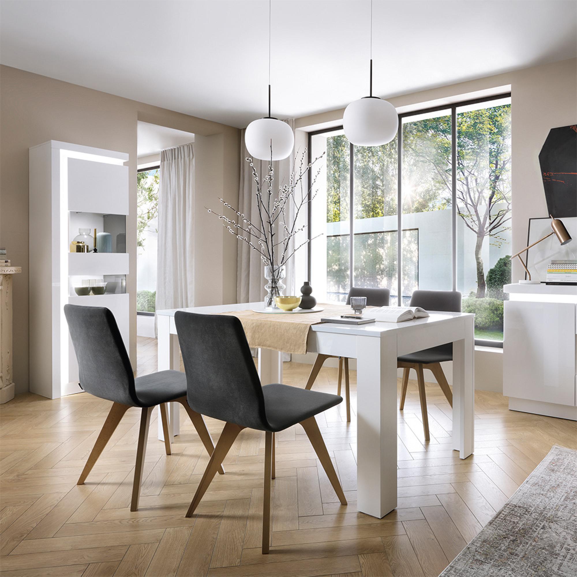 Lyon Display Cabinet - Narrow - RHD - White Gloss