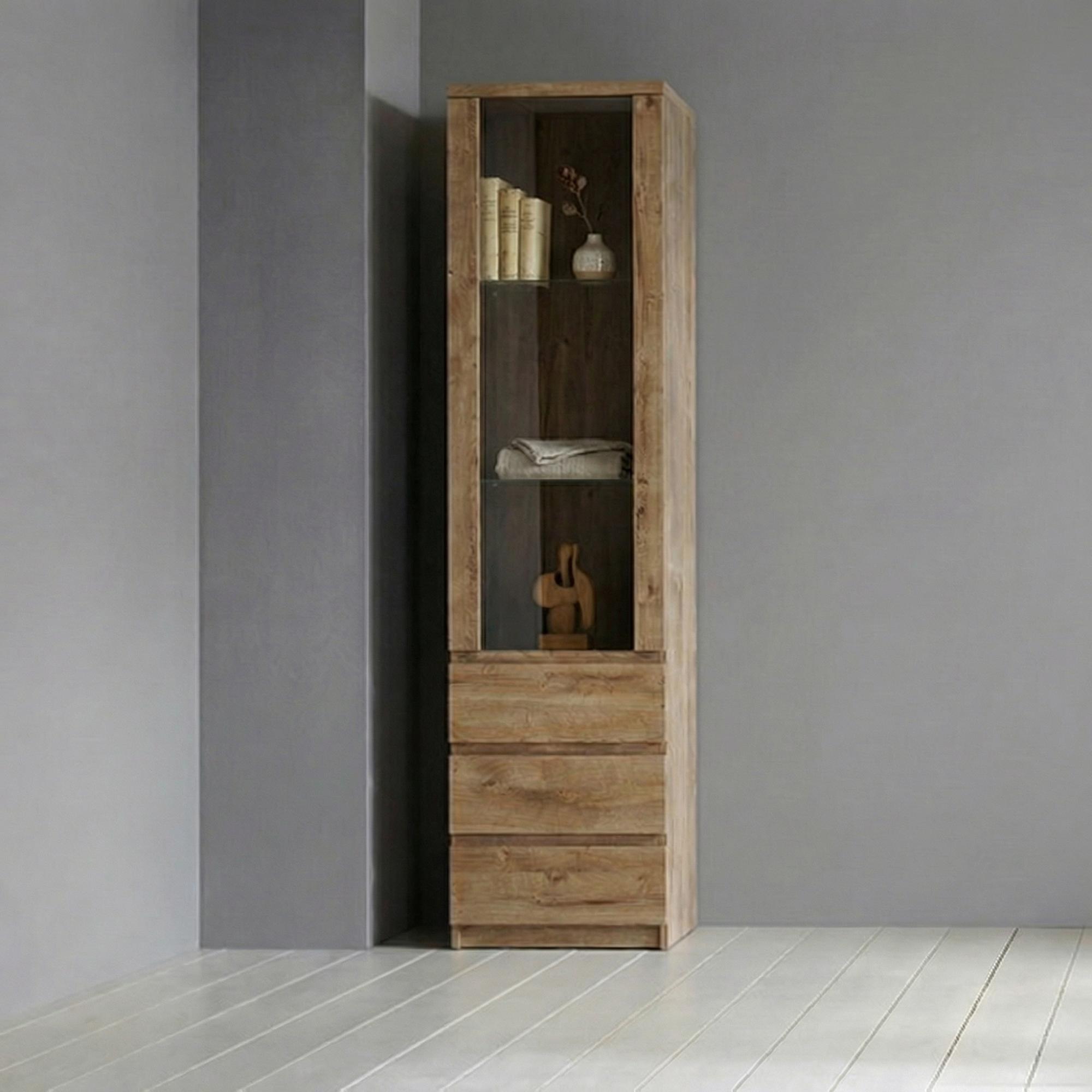 Fribo Display Cabinet - 1 Door - Narrow - Glazed - Oak