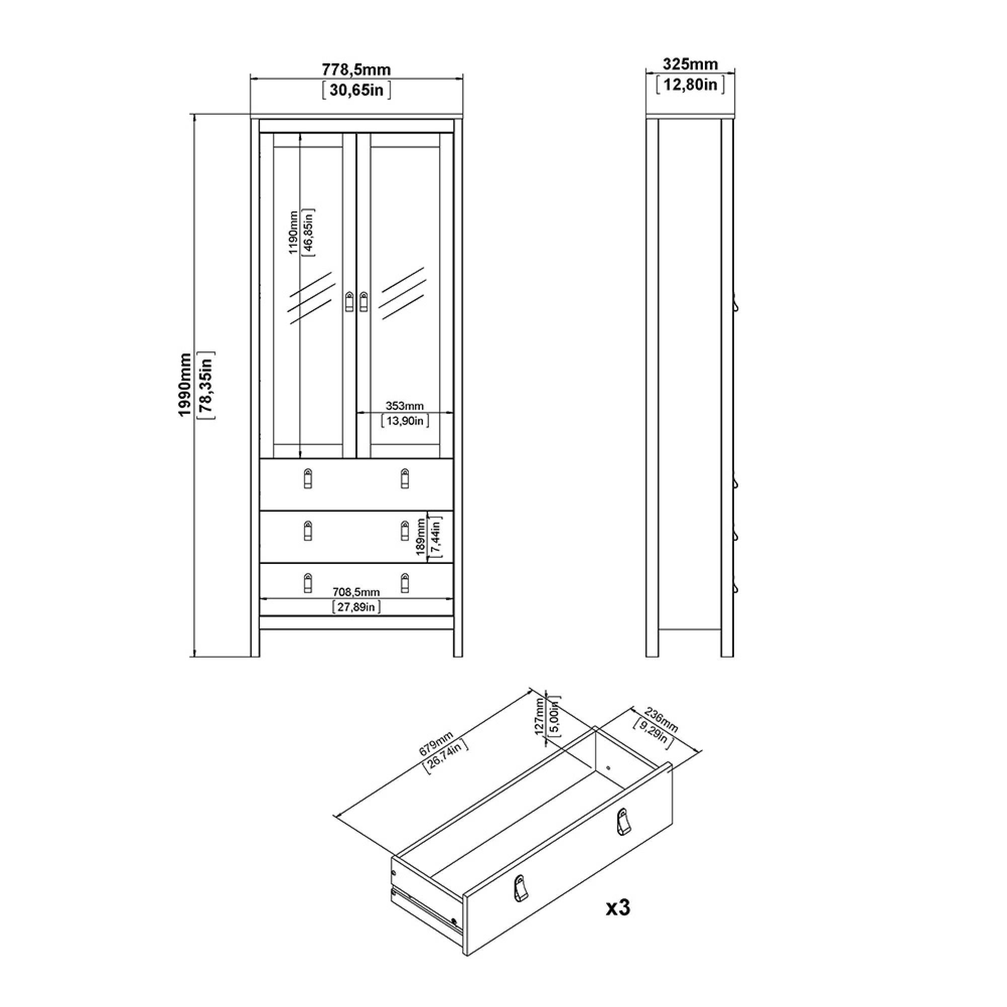 Barcelona Display Cabinet - 2 Door - White