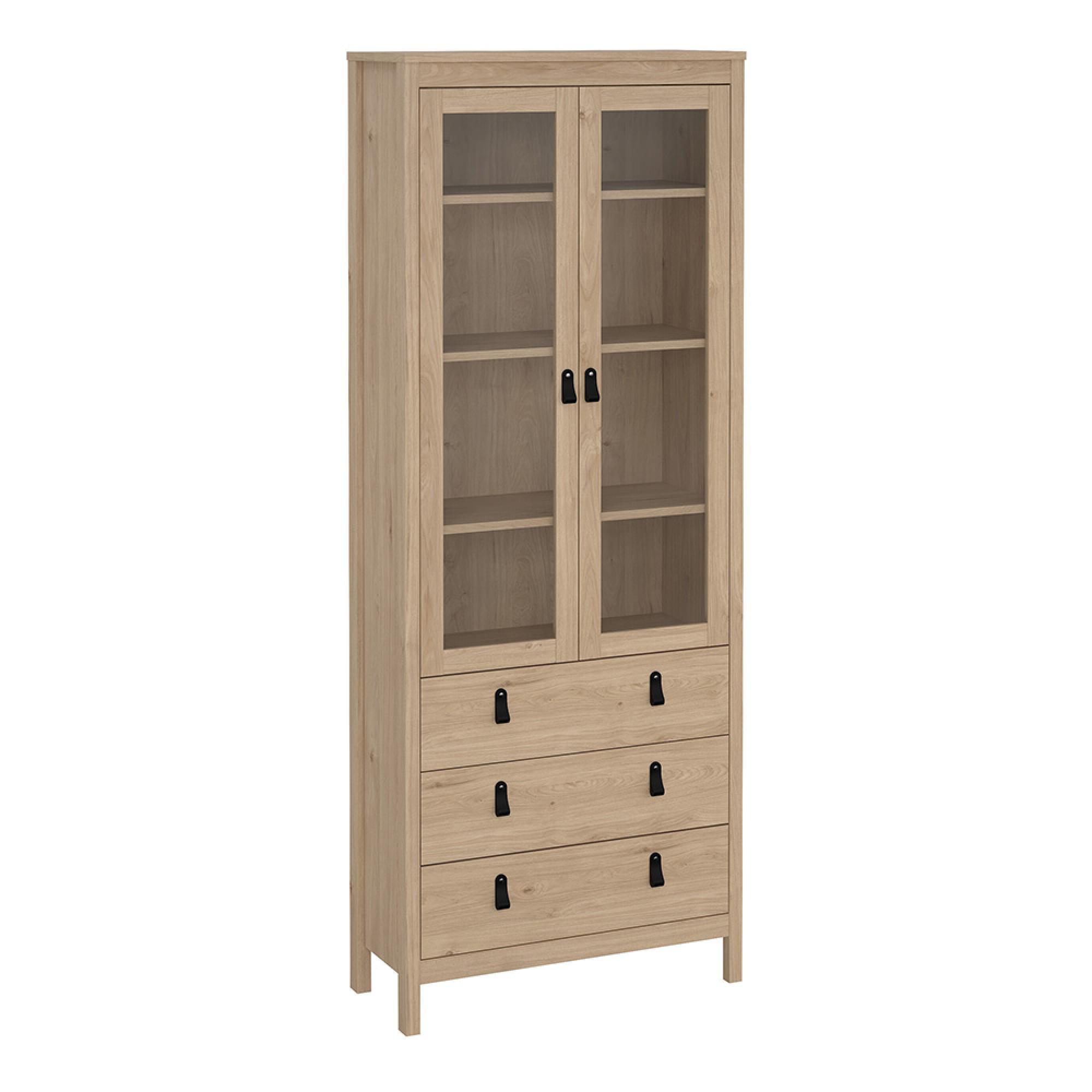 Barcelona Display Cabinet - 3 Drawer - Jackson Hickory Oak