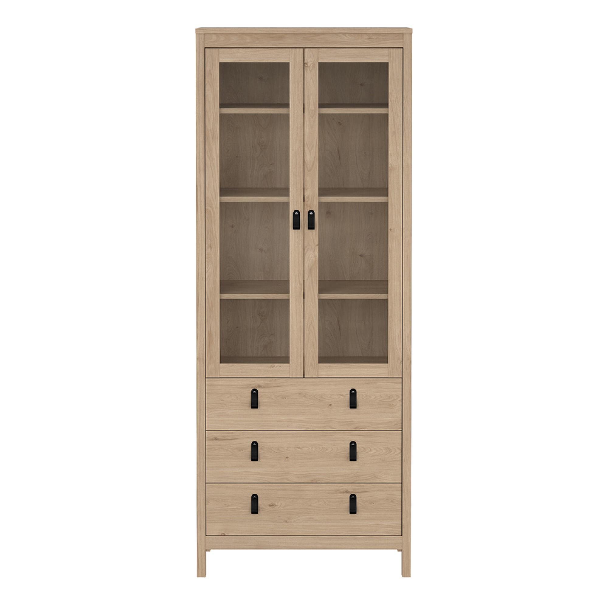 Barcelona Display Cabinet - 3 Drawer - Jackson Hickory Oak