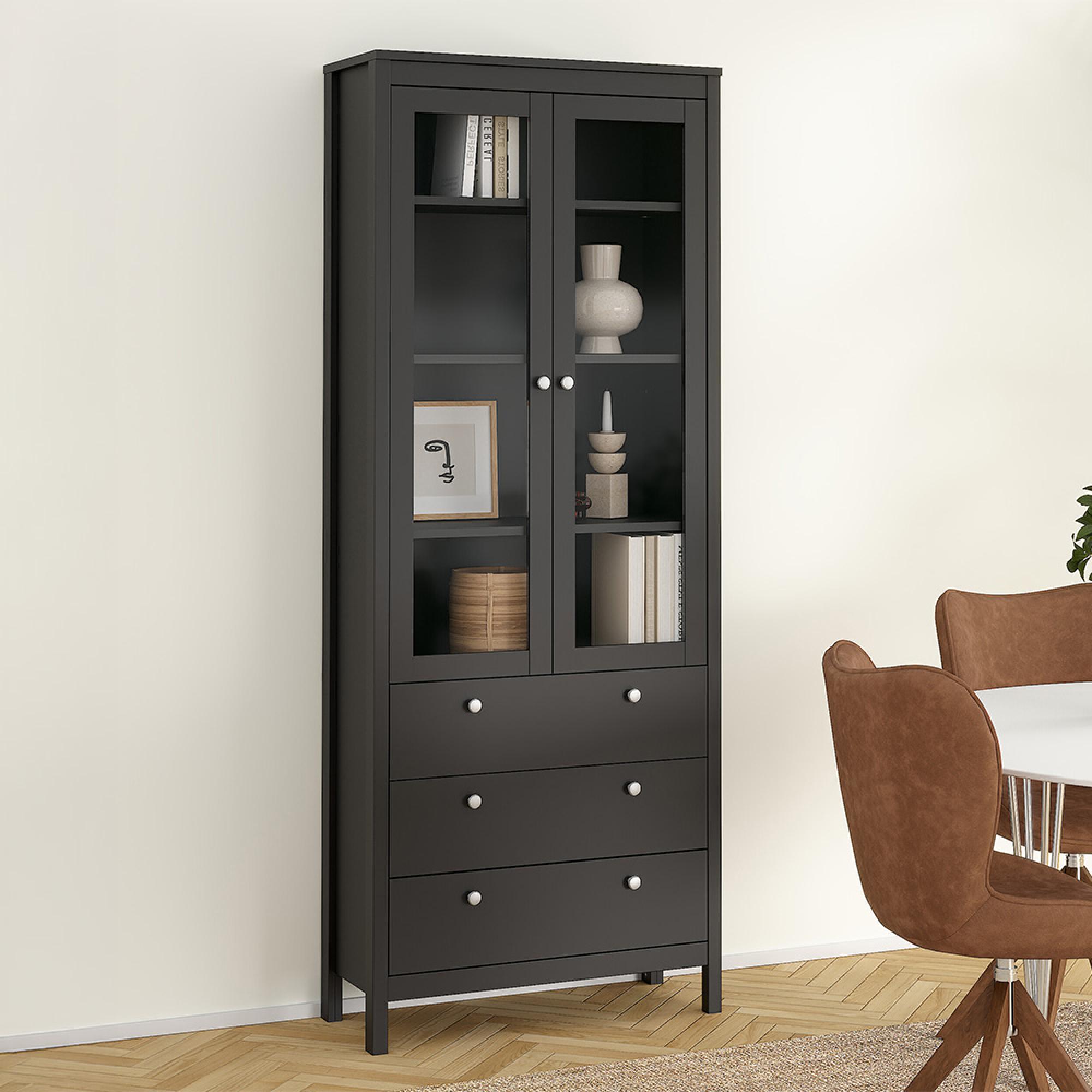 Madrid Display Cabinet - 2 Door - Black