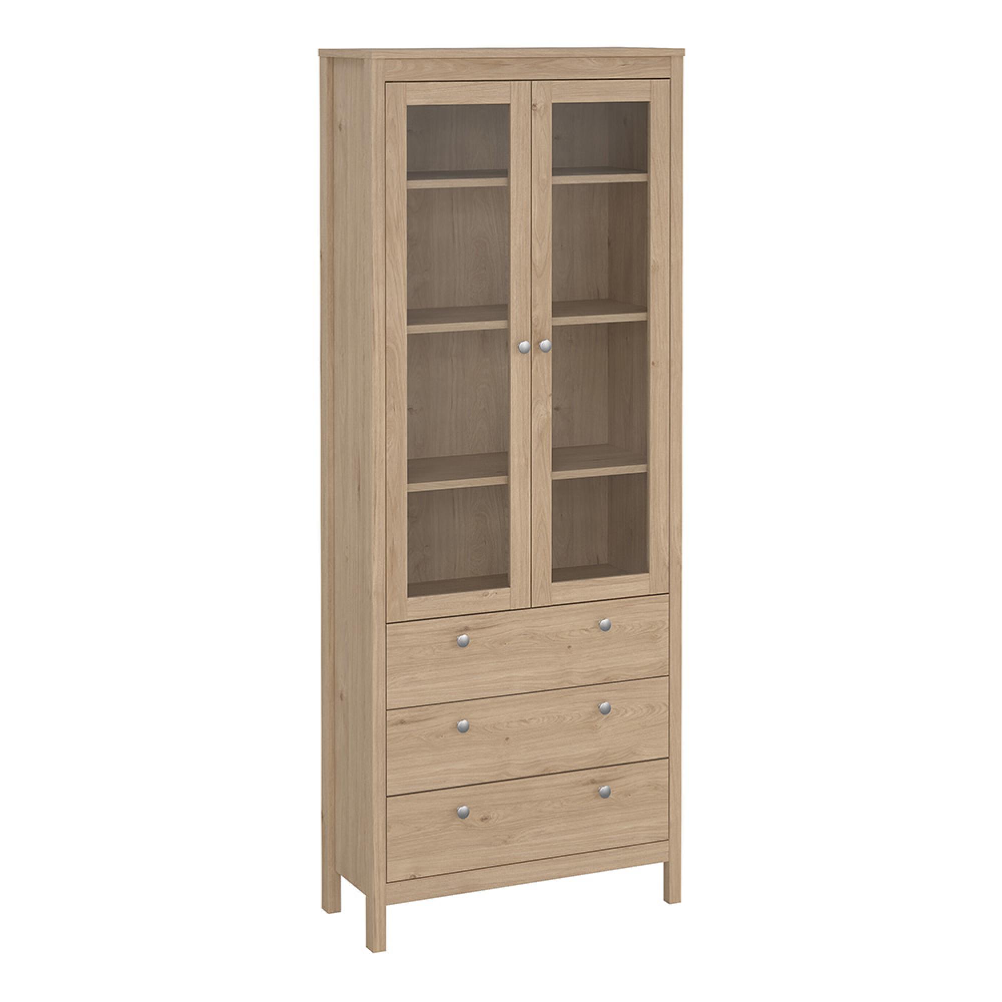 Madrid Display Cabinet - 3 Drawer - Jackson Hickory Oak