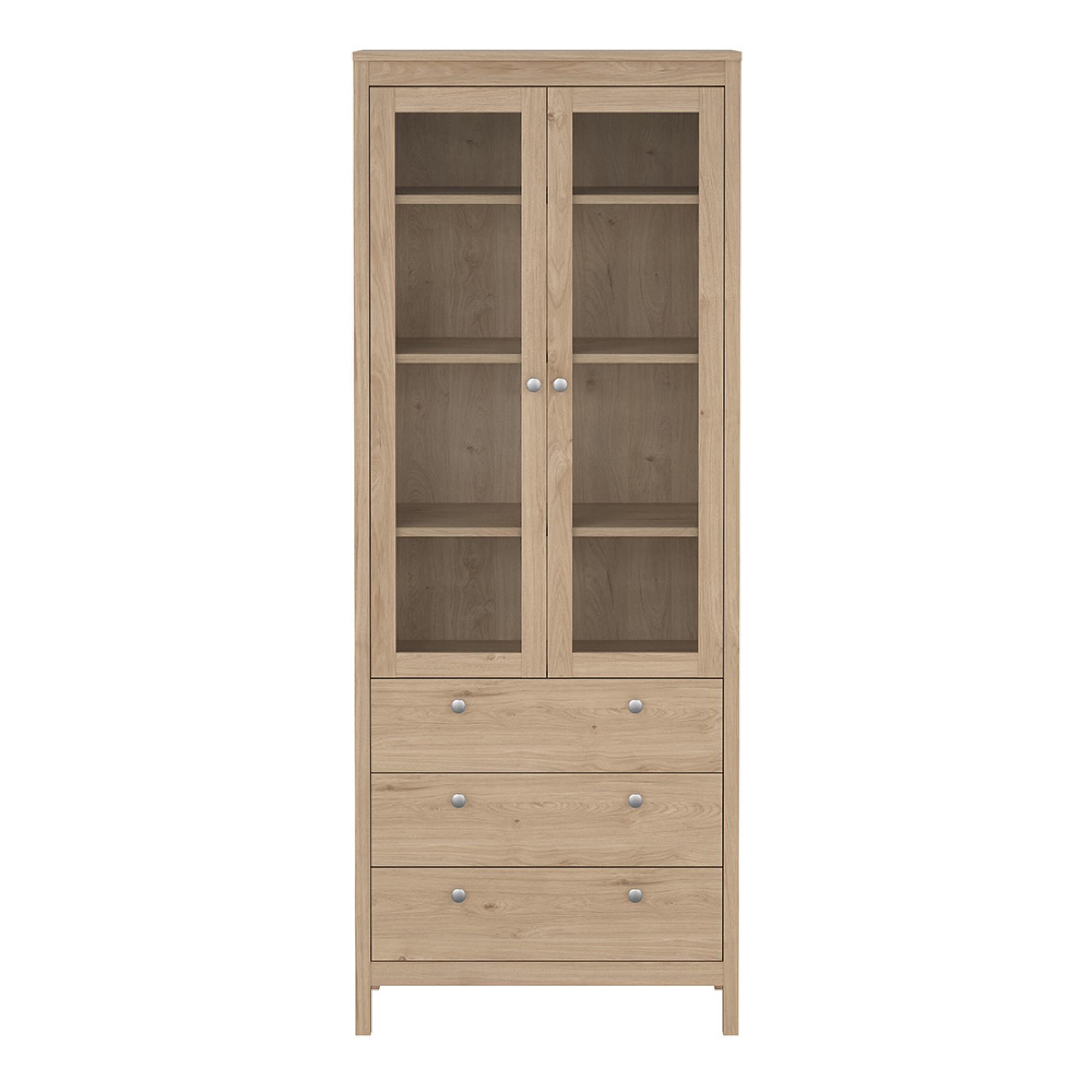 Madrid Display Cabinet - 3 Drawer - Jackson Hickory Oak