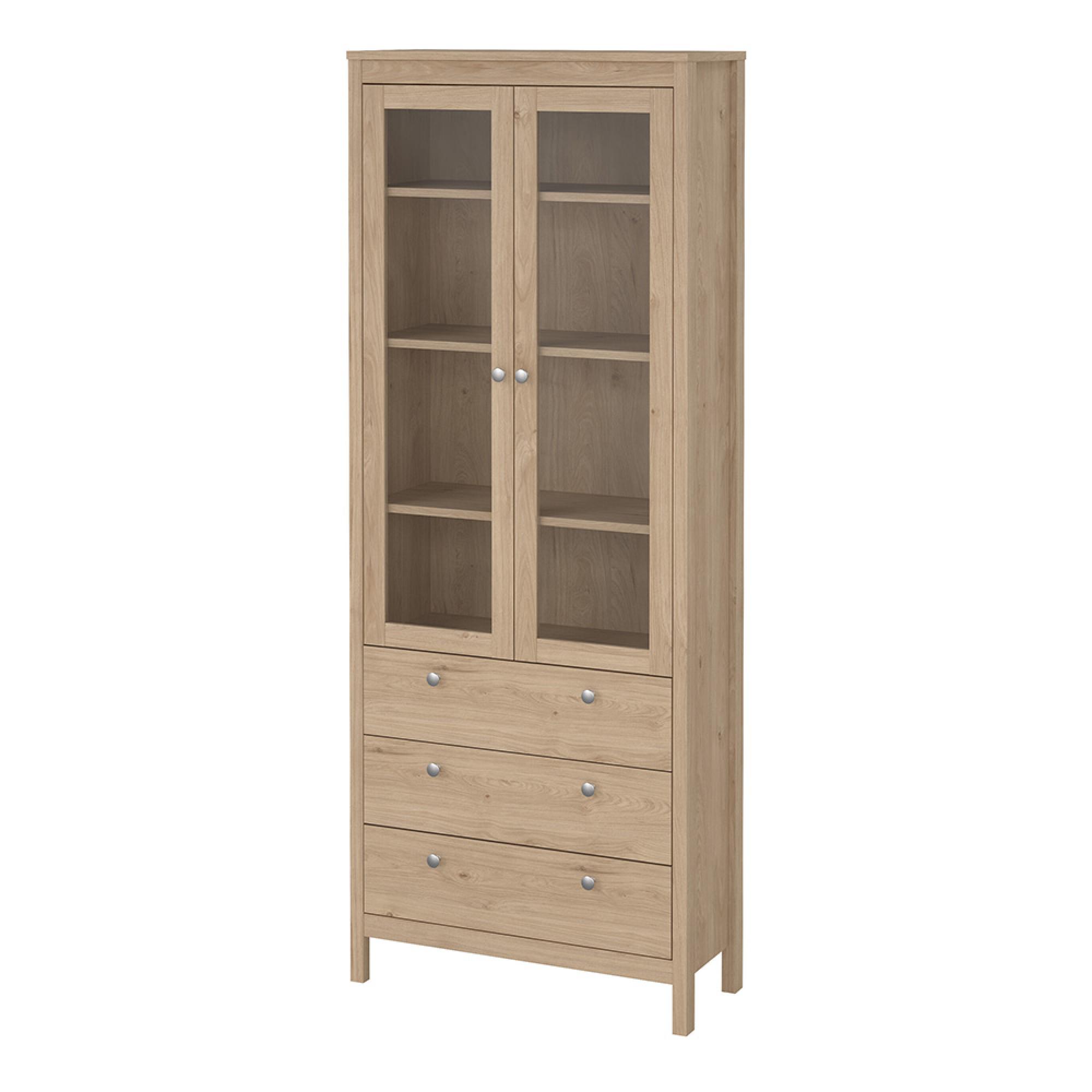 Madrid Display Cabinet - 3 Drawer - Jackson Hickory Oak