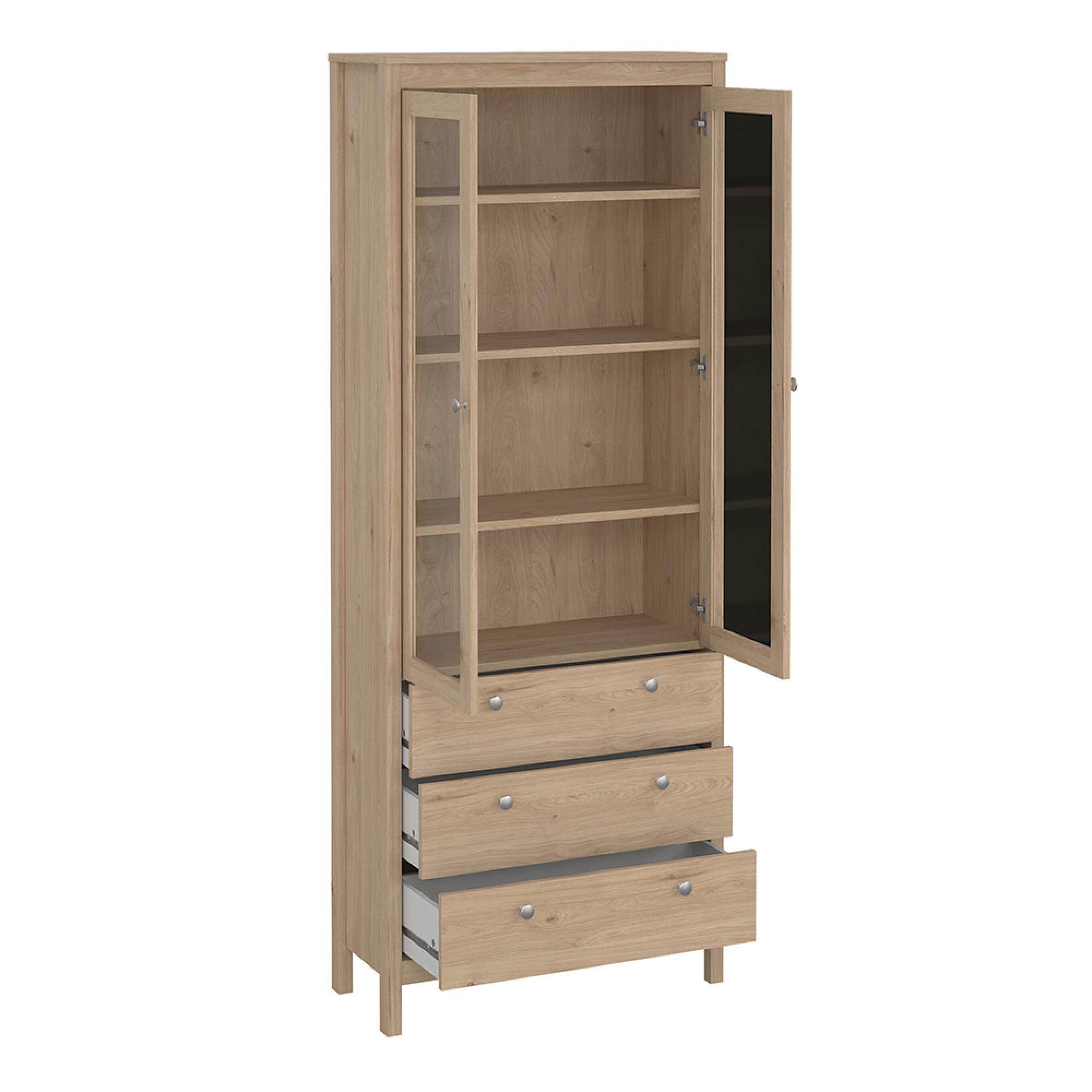 Madrid Display Cabinet - 3 Drawer - Jackson Hickory Oak