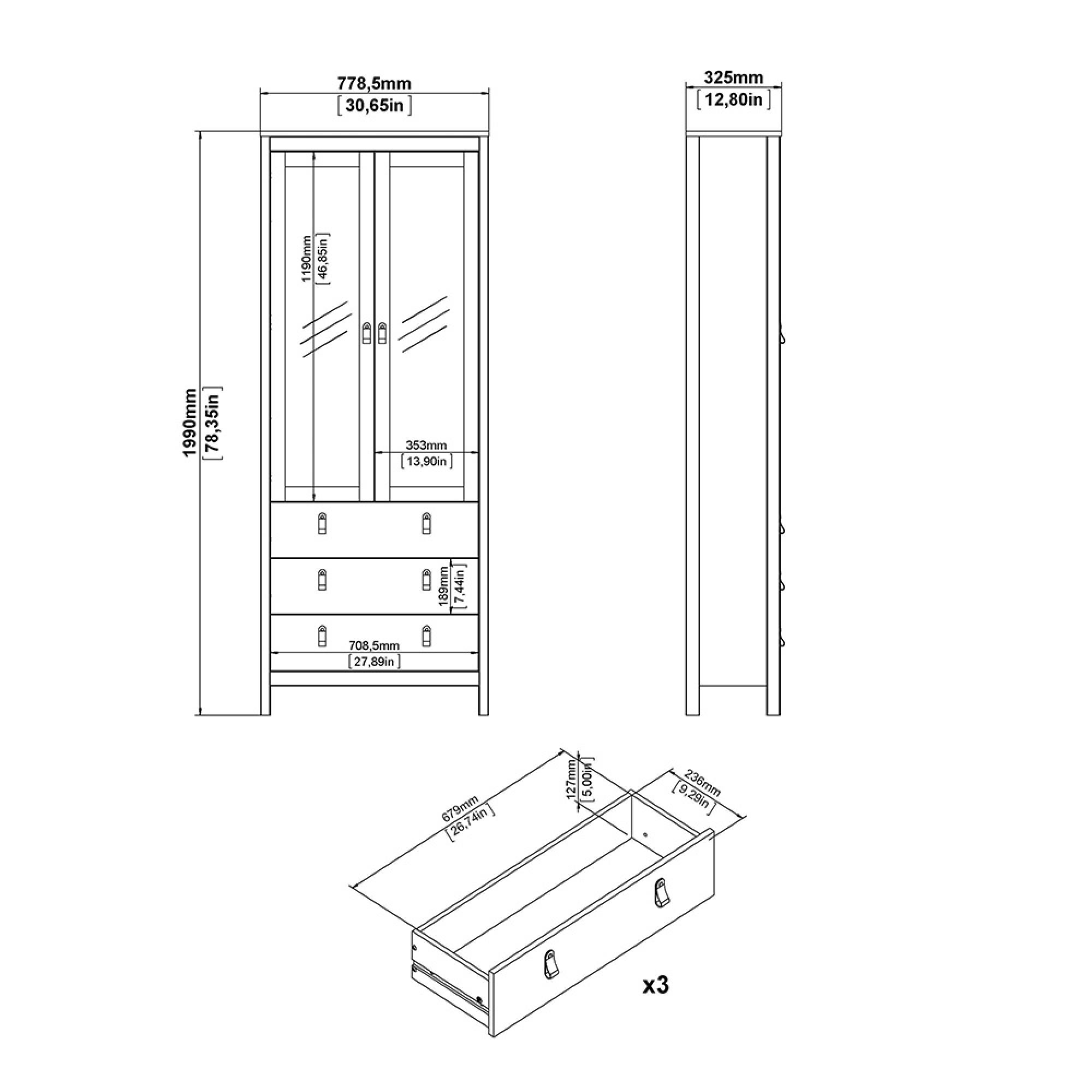 Madrid Display Cabinet - 2 Door - Black