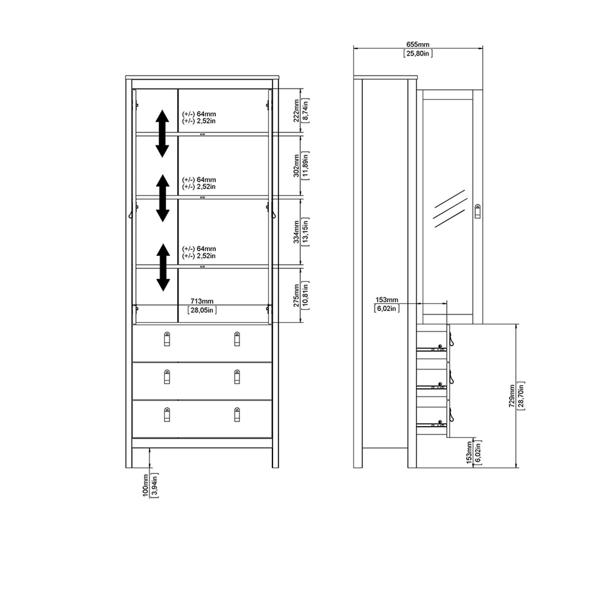 Madrid Display Cabinet - 2 Door - Black