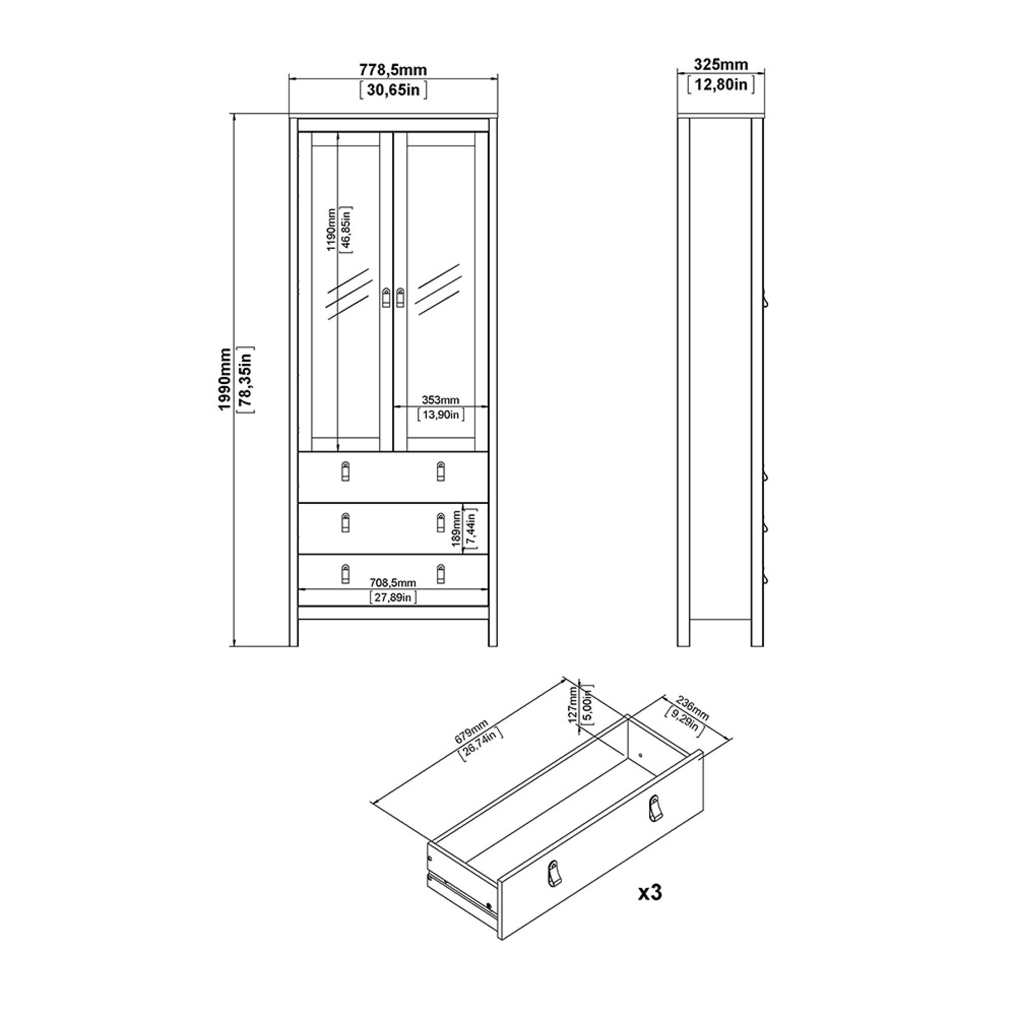Madrid Display Cabinet - 2 Door - White