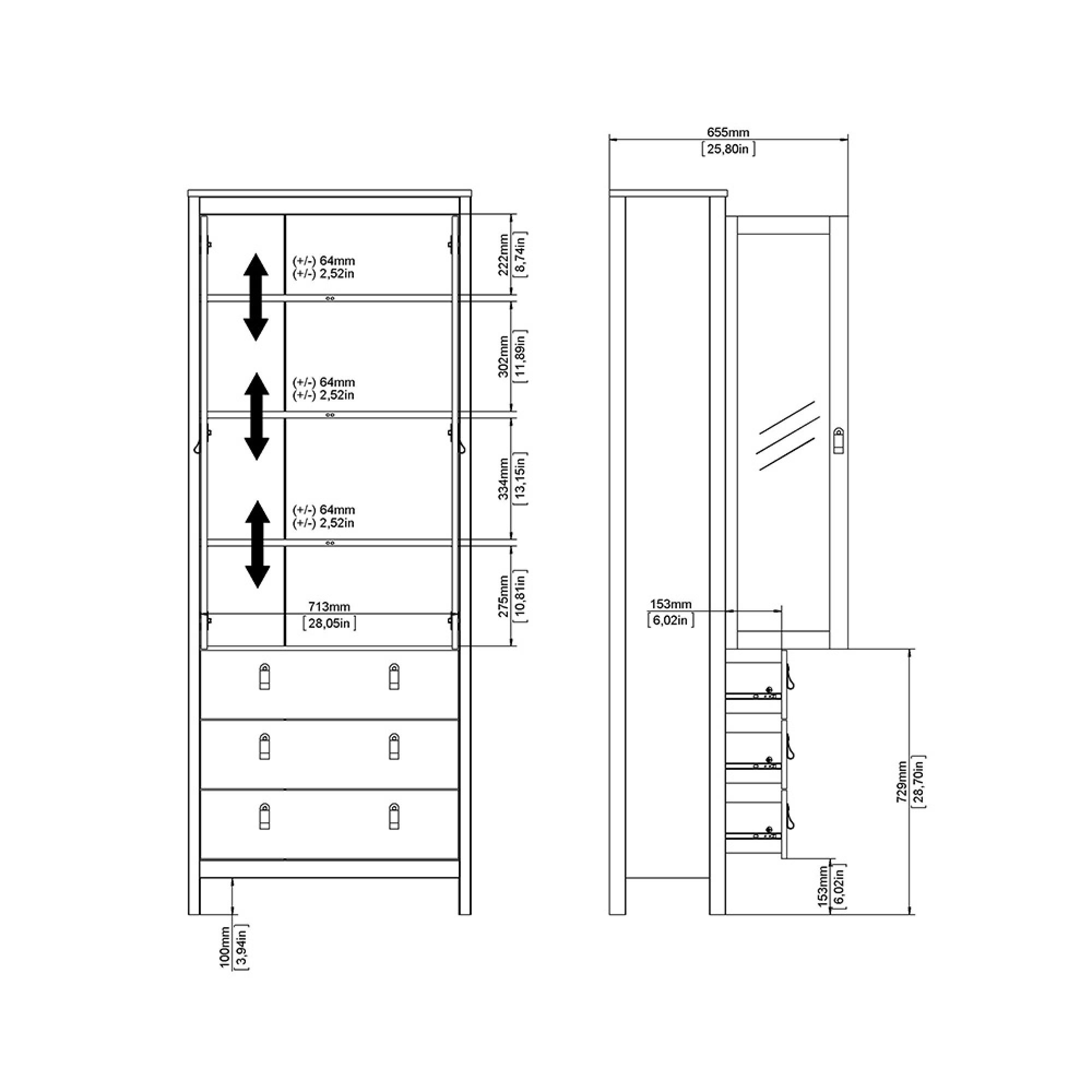 Madrid Display Cabinet - 2 Door - White