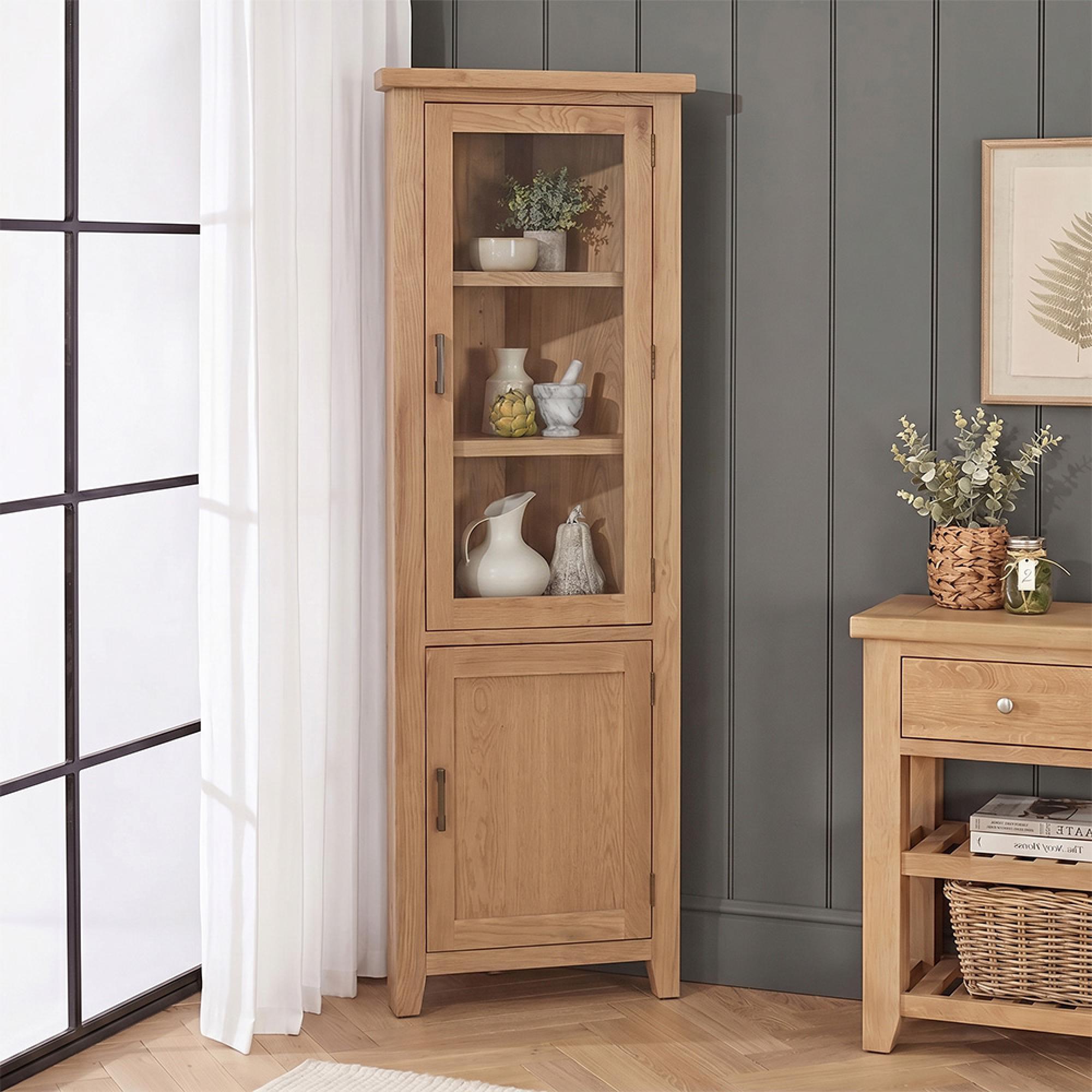 Hampshire Oak Corner Display Cabinet