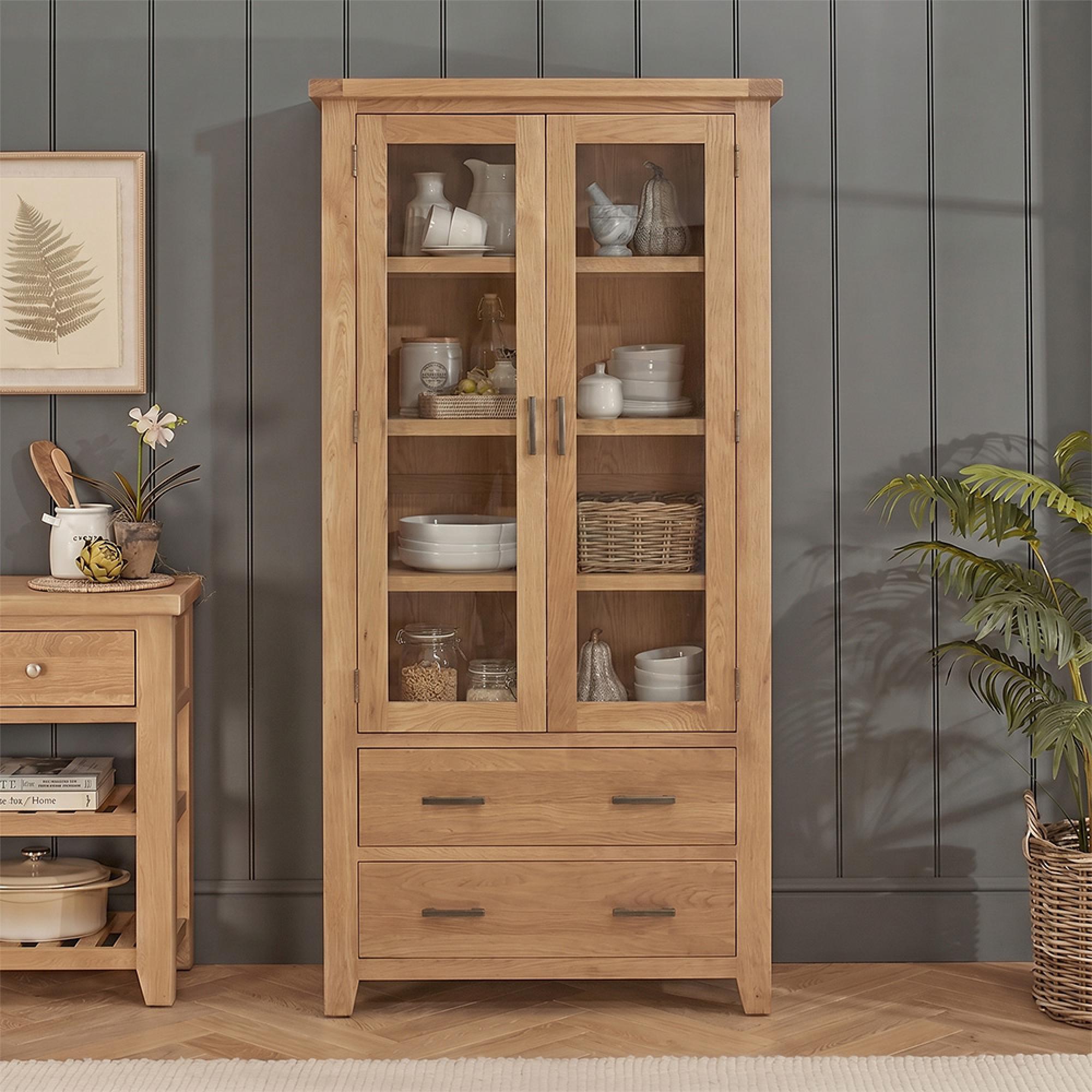 Hampshire Oak Display Cabinet - 2 Door
