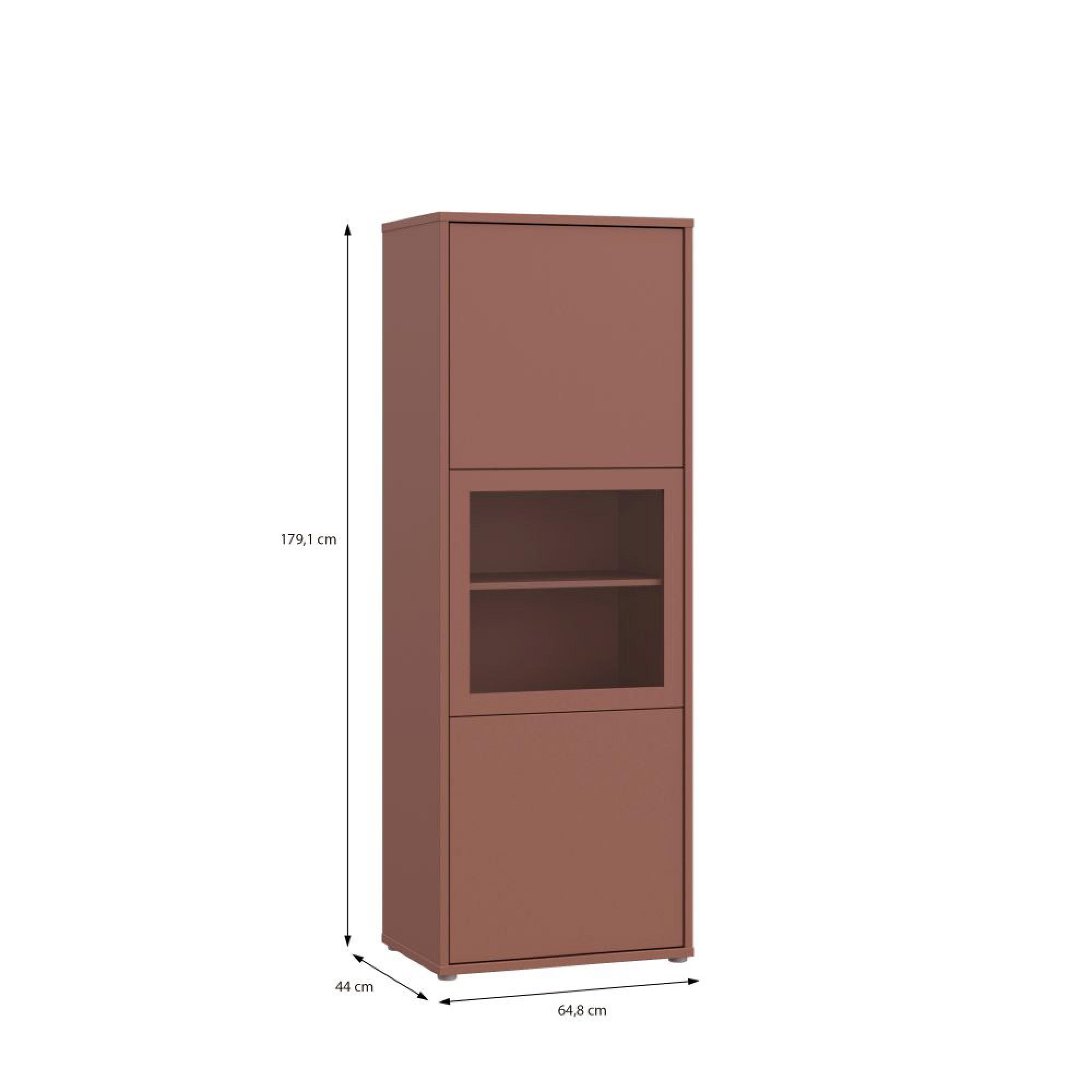 Alice Springs Display Cabinet - 3 Door - Narrow - Terracotta