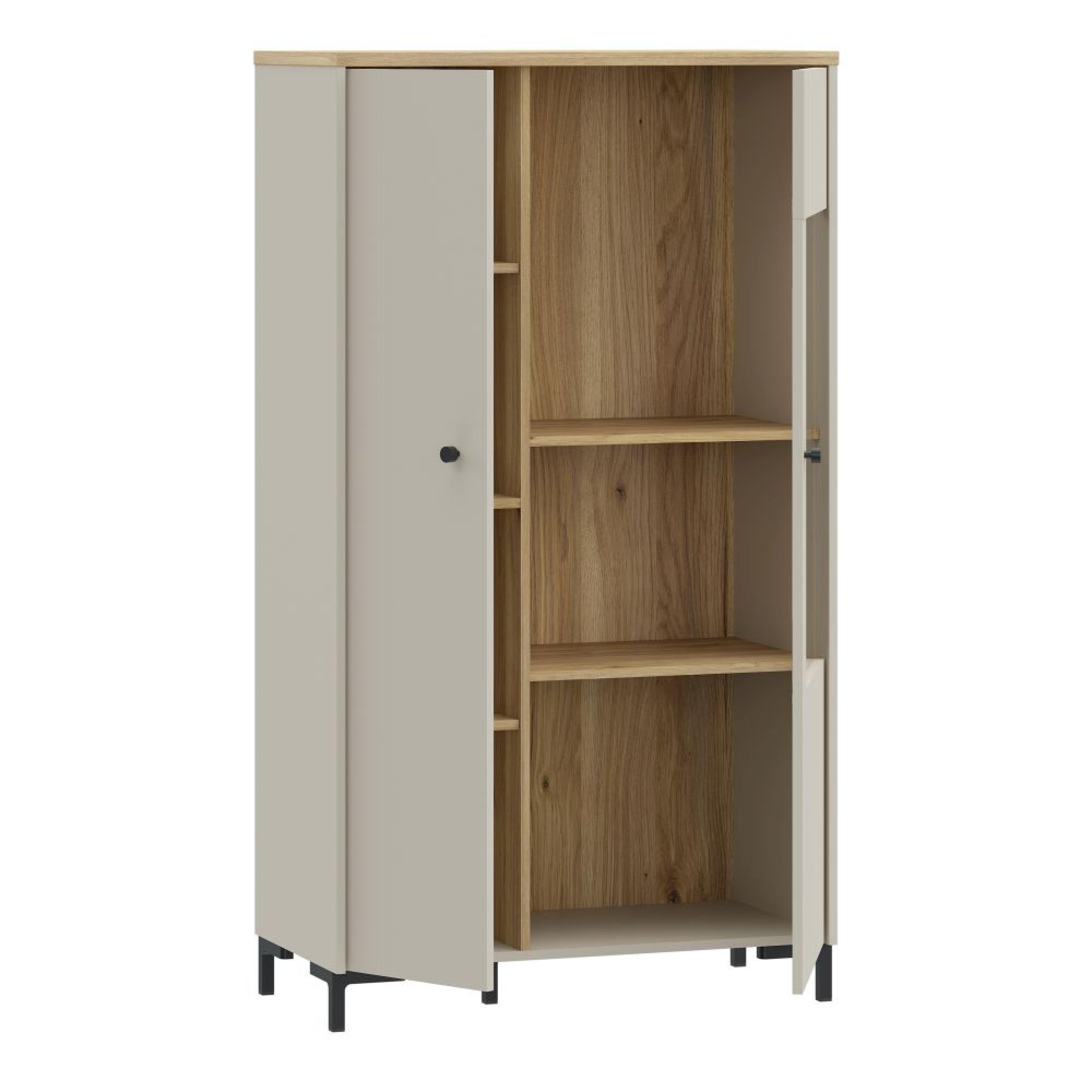 Bixbite Display Cabinet - 2 Door - Fluted - Light Oak and Sand