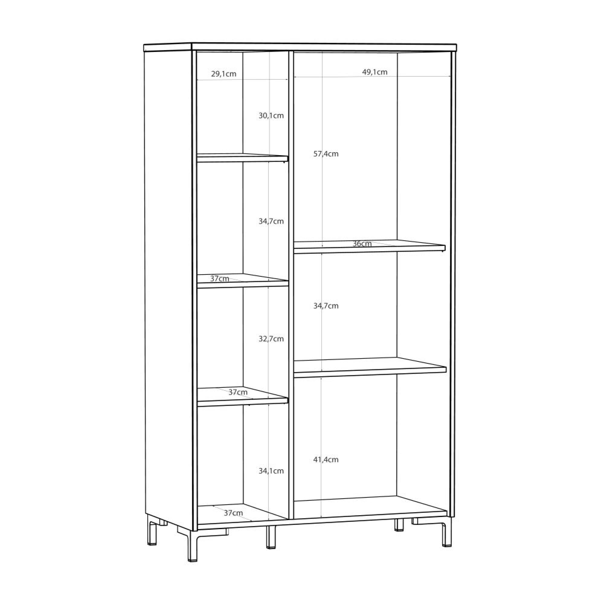 Bixbite Display Cabinet - 2 Door - Fluted - Light Oak and Sand