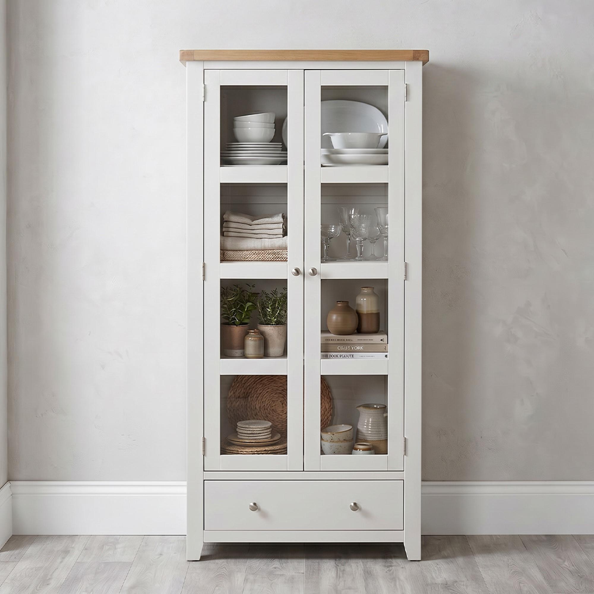 Melbourne Display Cabinet - 2 Door - Glazed - White and Wood