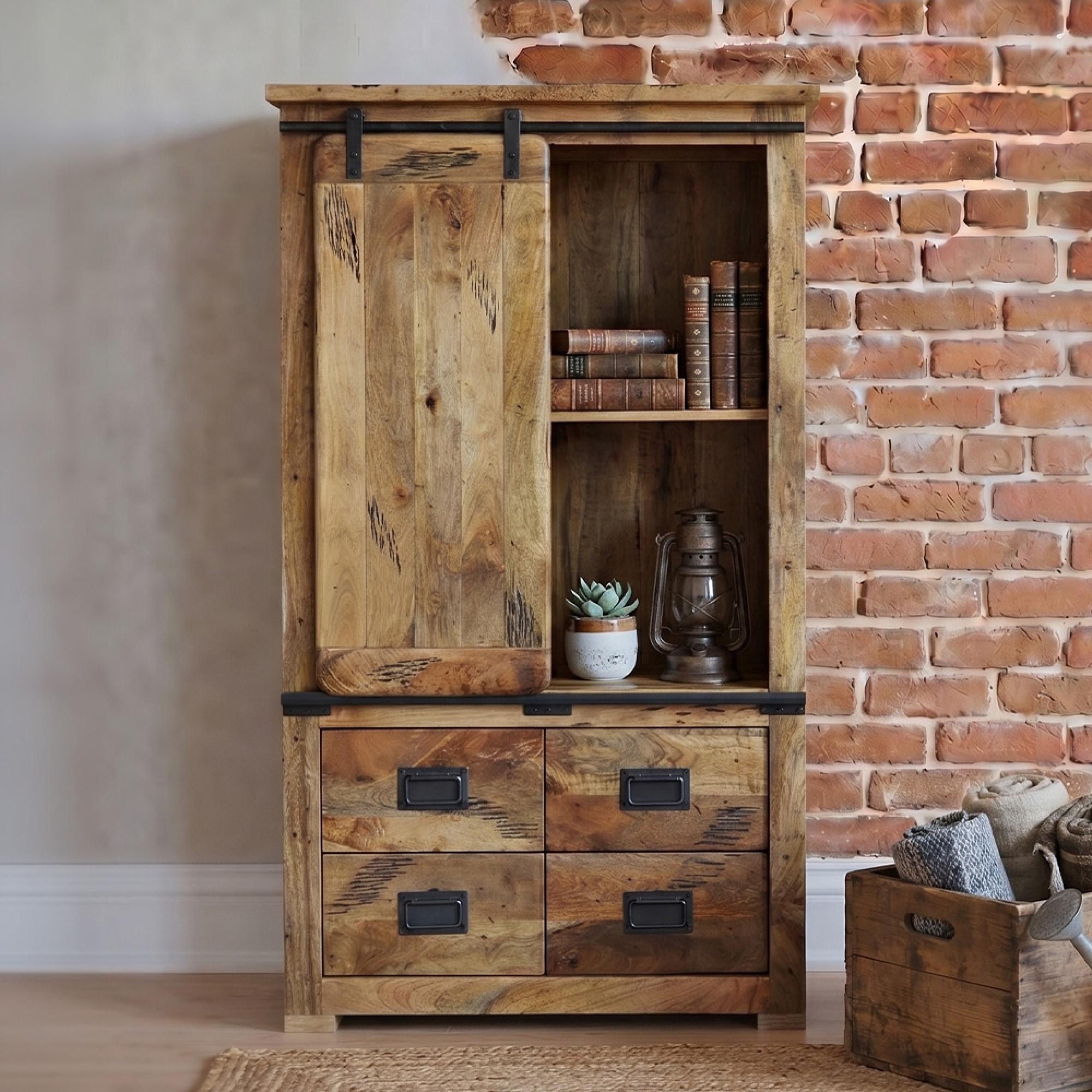 Raipur Works Display Cabinet - Industrial Style Wooden