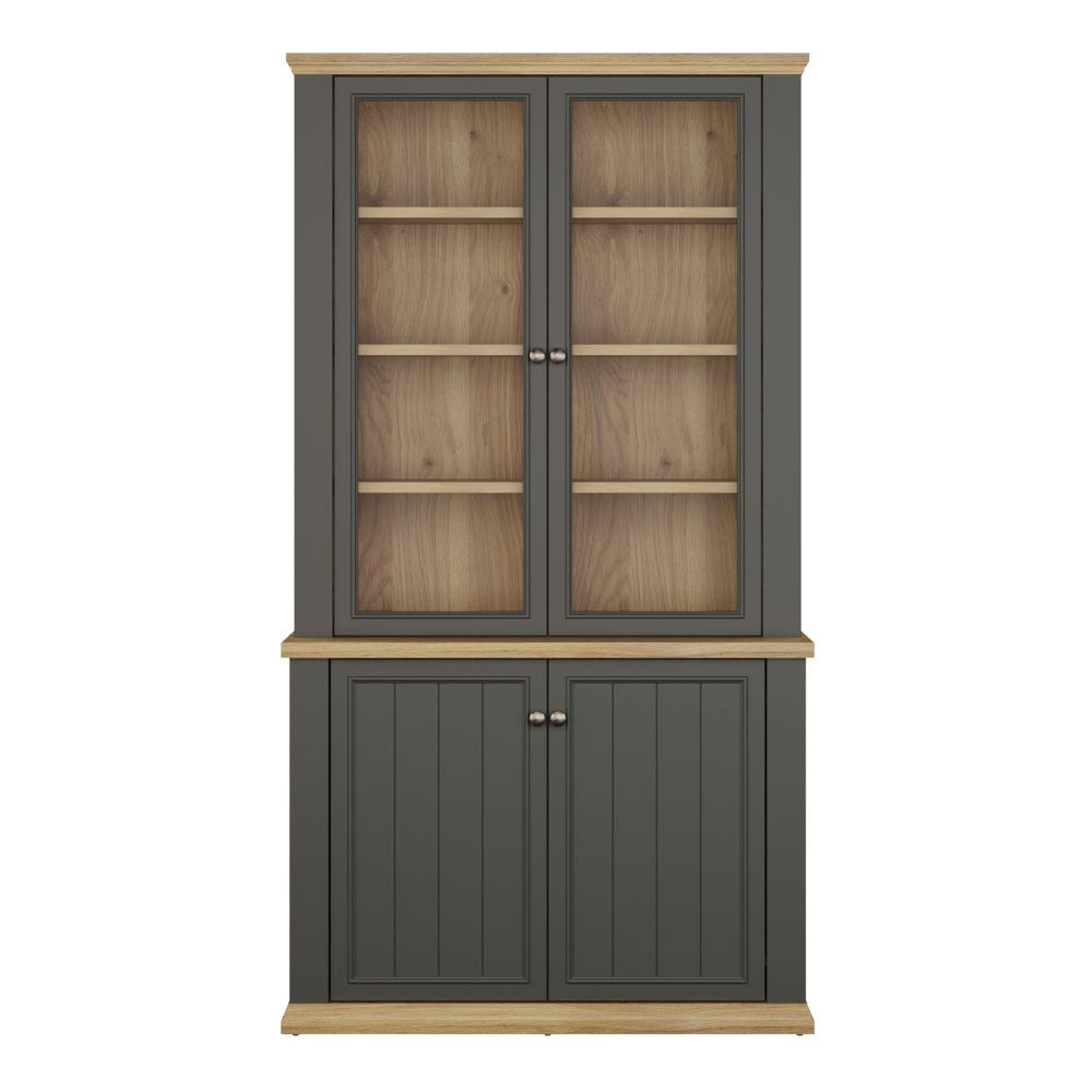 Pontypool Display Cabinet - 2 Door - Dark Grey and Light Oak