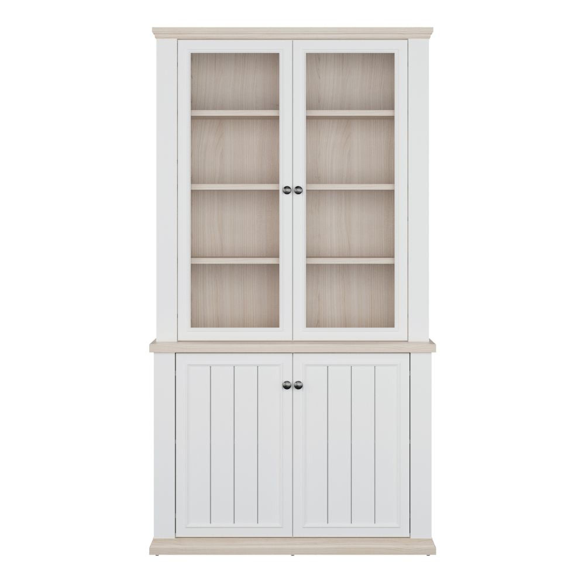 Pontypool Display Cabinet - 2 Door - White and Riva Oak