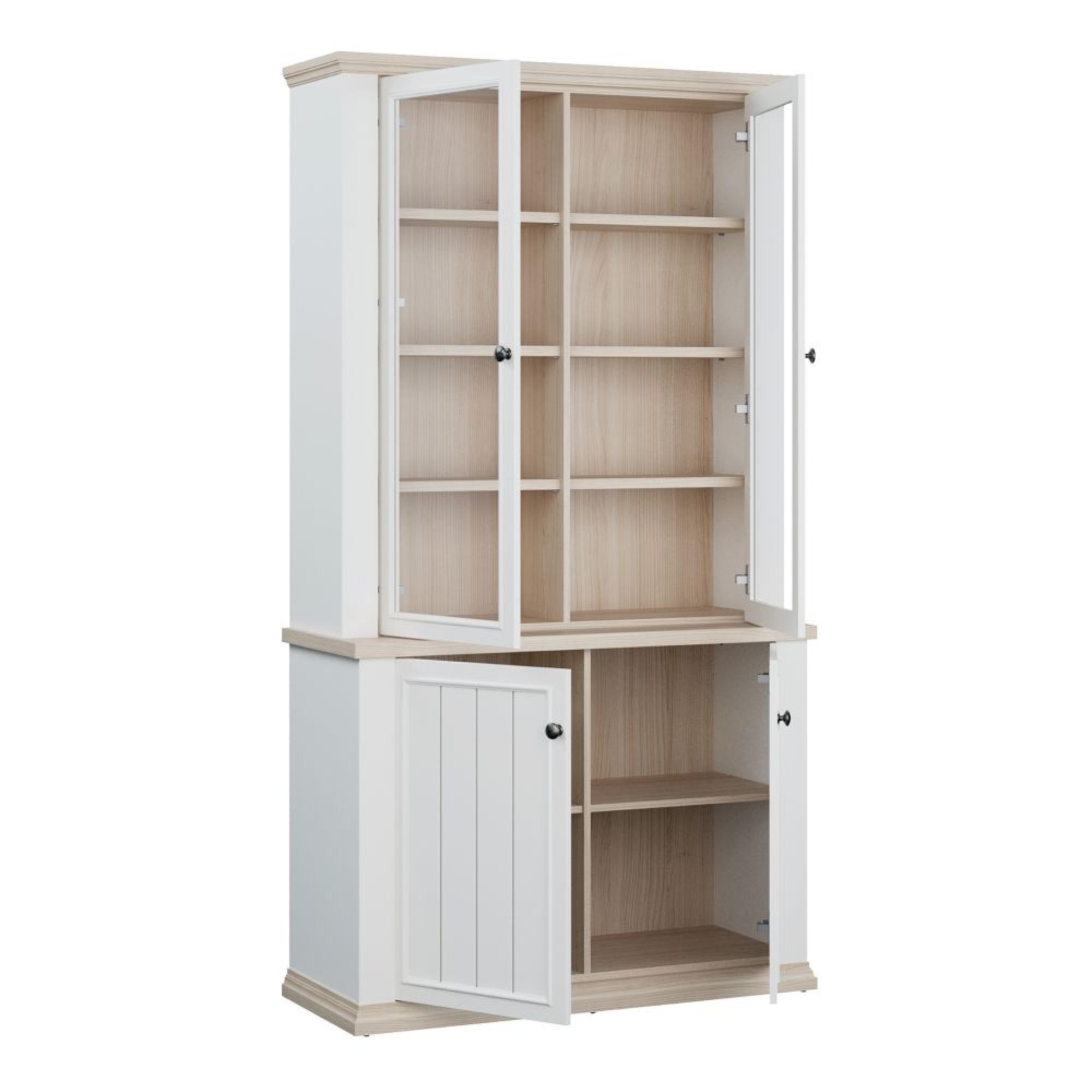 Pontypool Display Cabinet - 2 Door - White and Riva Oak