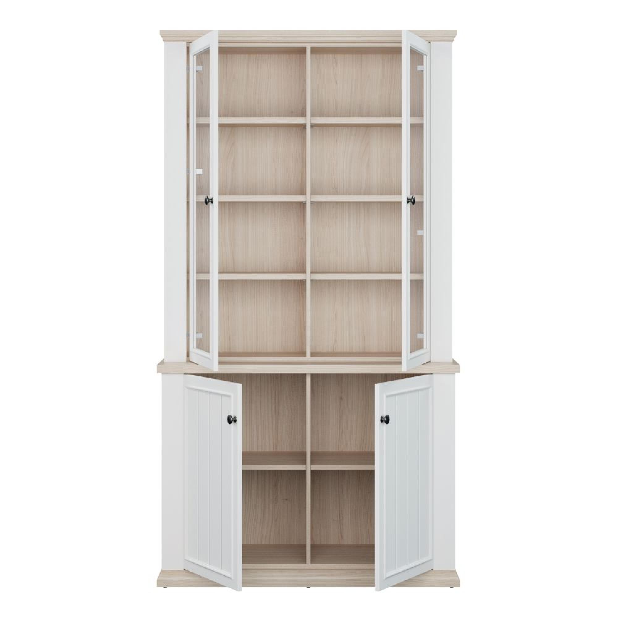 Pontypool Display Cabinet - 2 Door - White and Riva Oak