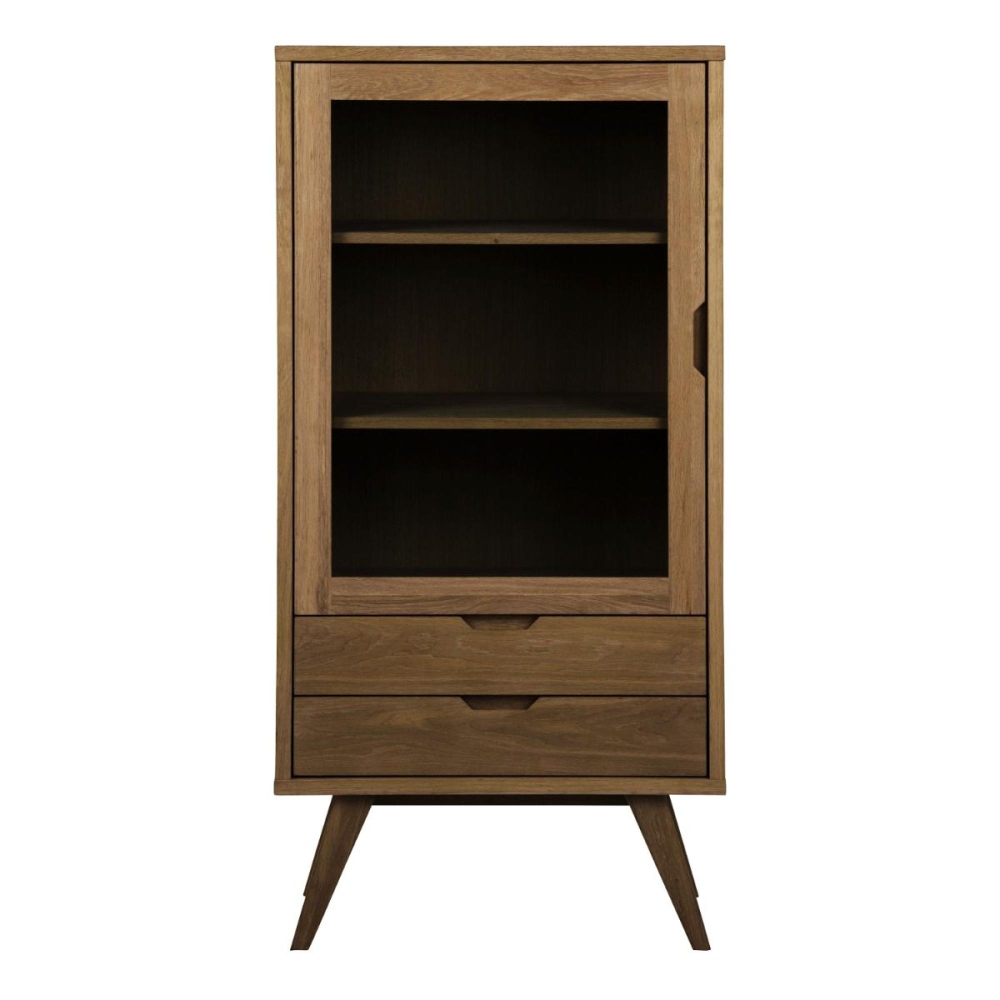 A-Line Smoked Oak 2 Drawers Display Cabinet