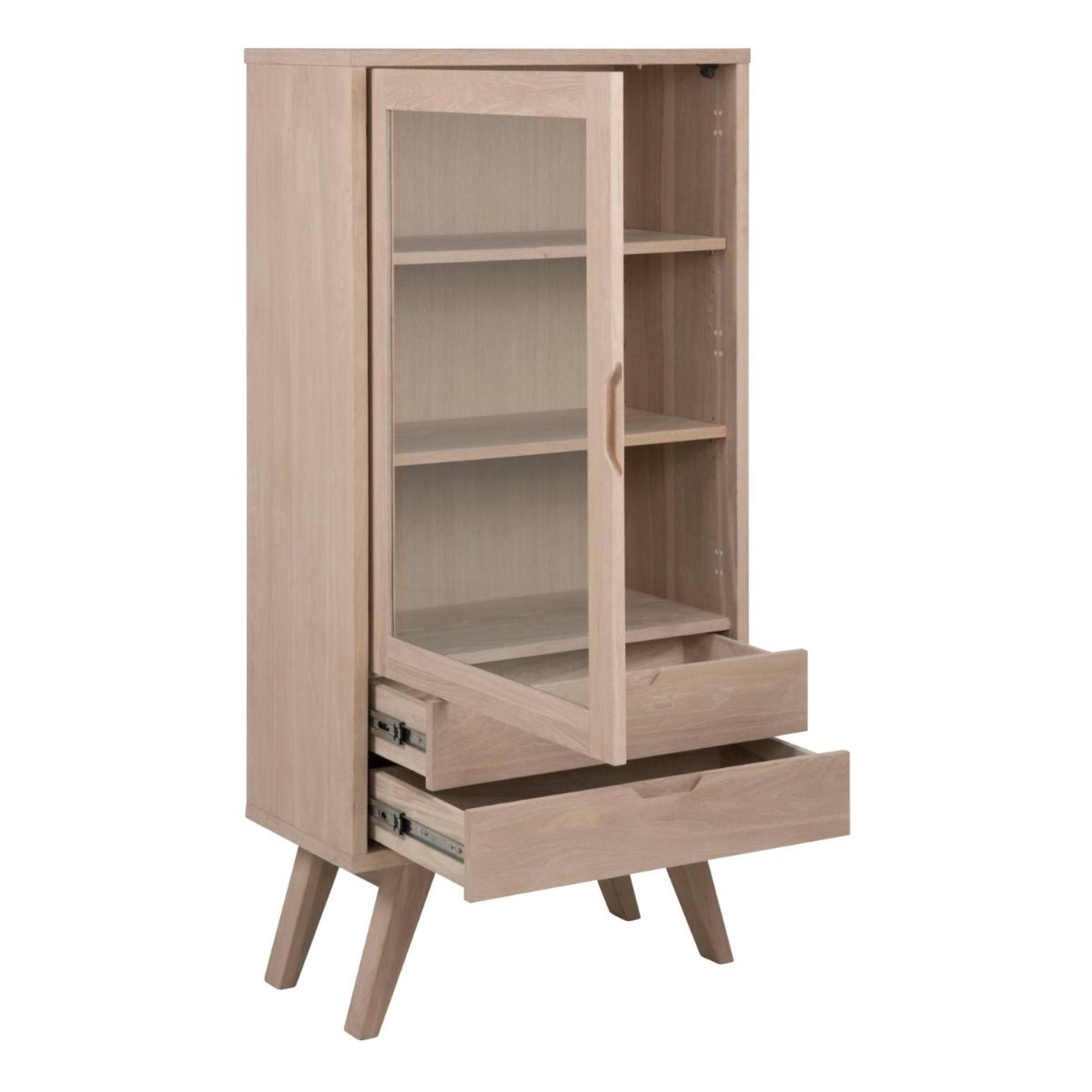 A-Line Smoked Oak 2 Drawers Display Cabinet