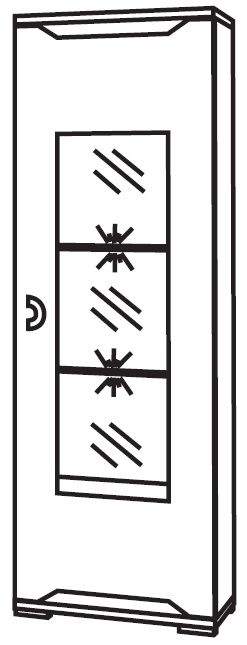 Angelo 1 Door Display Cabinet - RHF