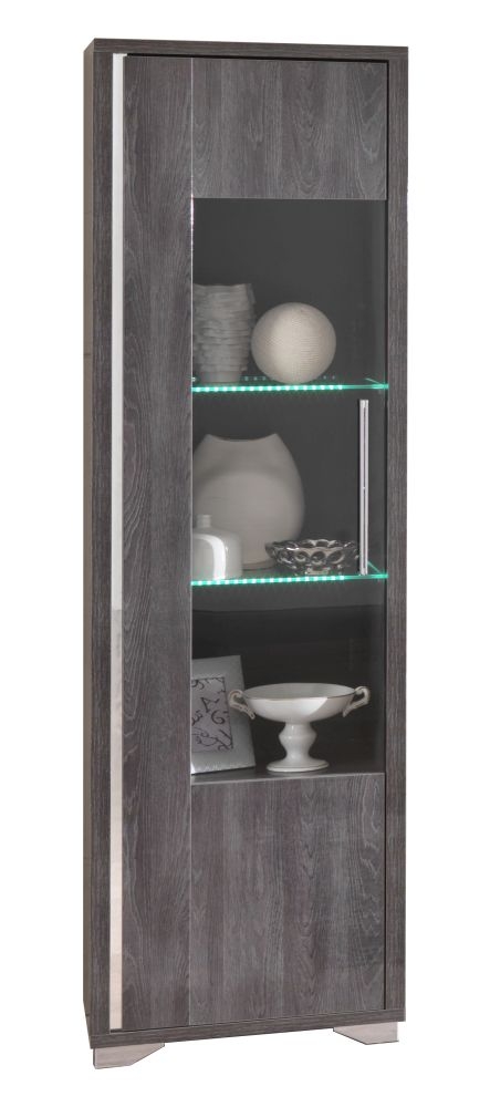 Augusta Grey Oak Effect 1 Door Display Cabinet LHF